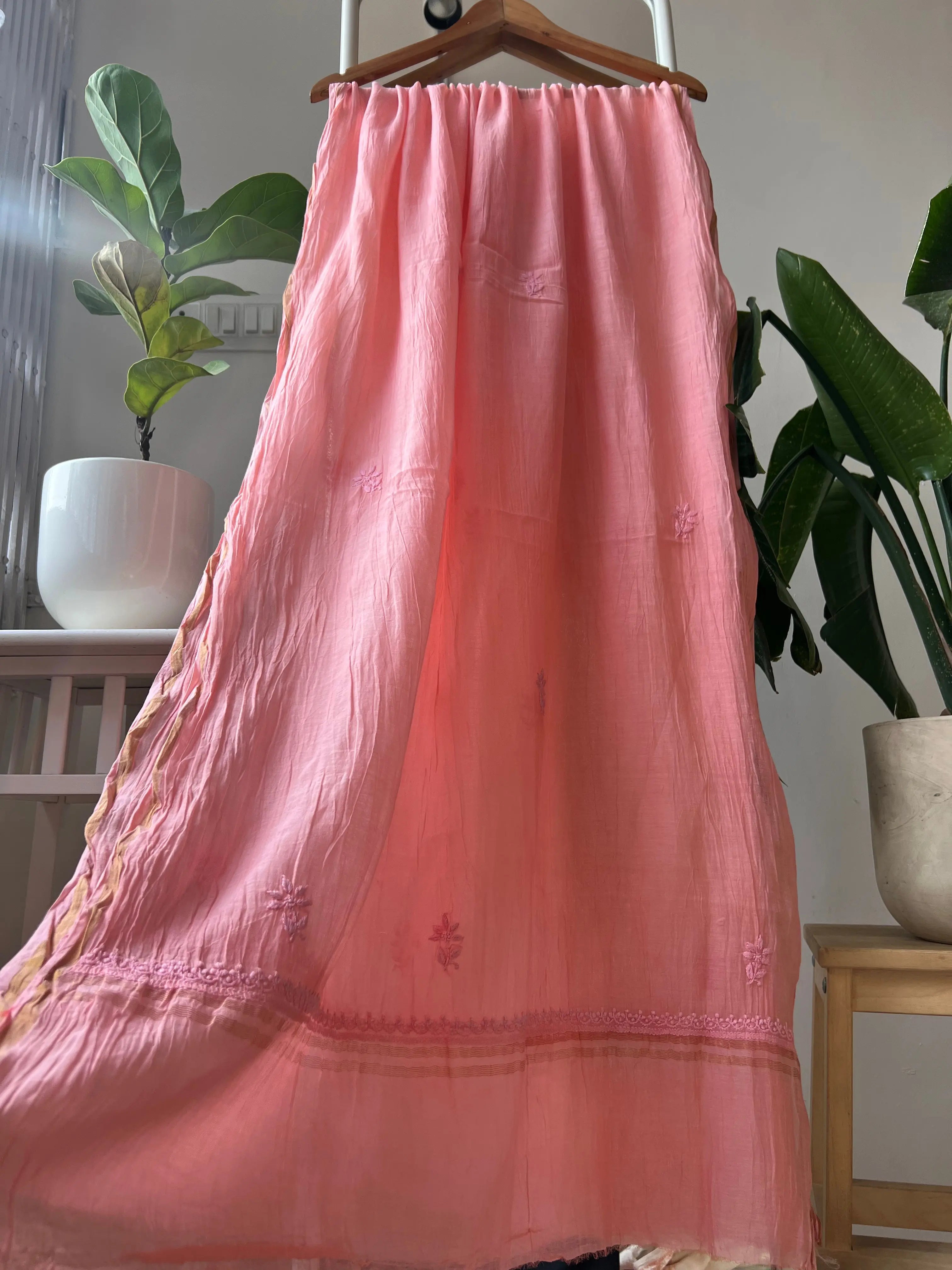 Mul Chanderi Chikankari Anarkali - Pink ARIAA CHIKANKARI