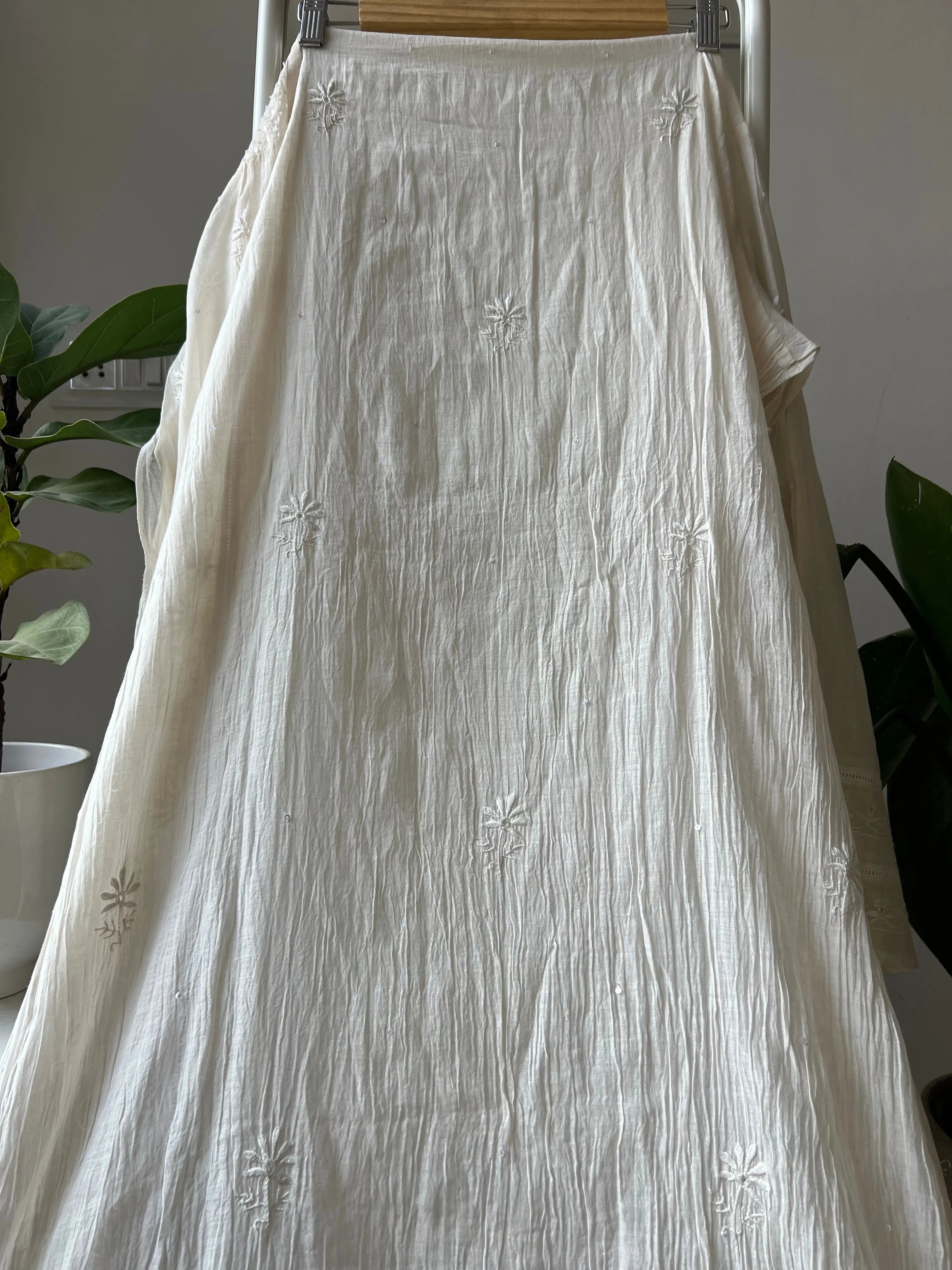 Mul Chanderi Chikankari Anarkali - White ARIAA CHIKANKARI