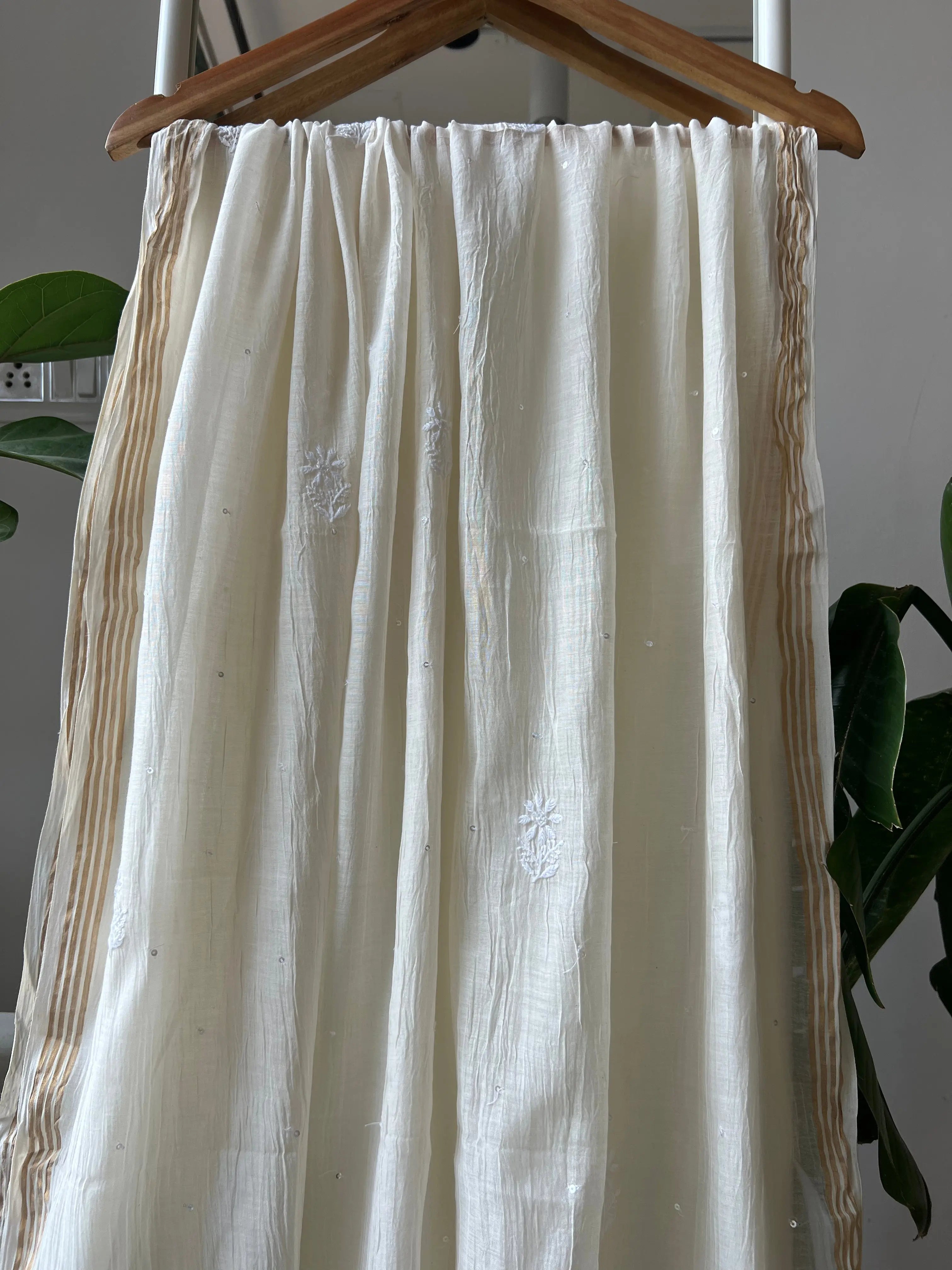 Mul Chanderi Chikankari Anarkali - White ARIAA CHIKANKARI