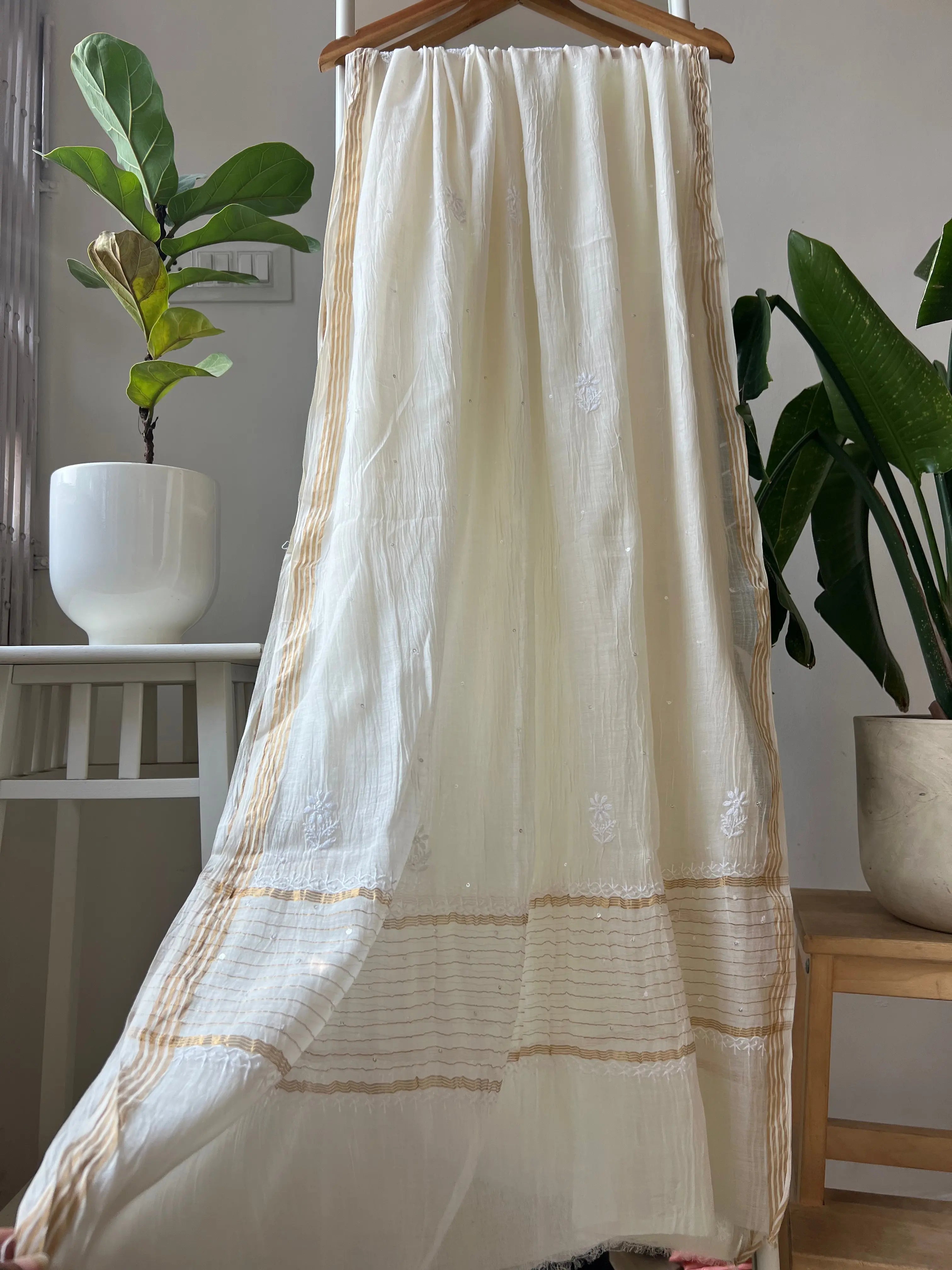 Mul Chanderi Chikankari Anarkali - White ARIAA CHIKANKARI