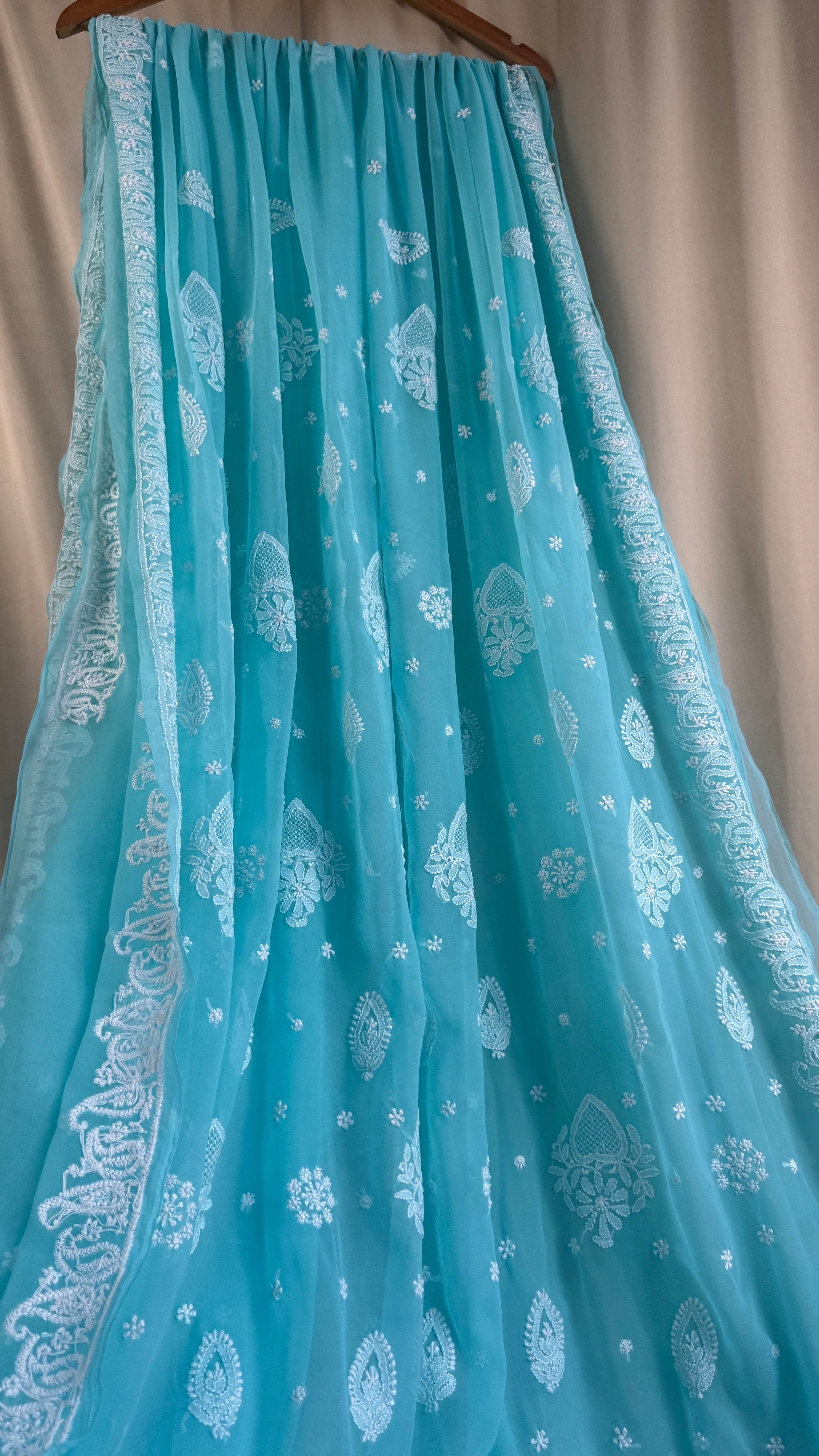 Georgette Chikankari saree in Blue