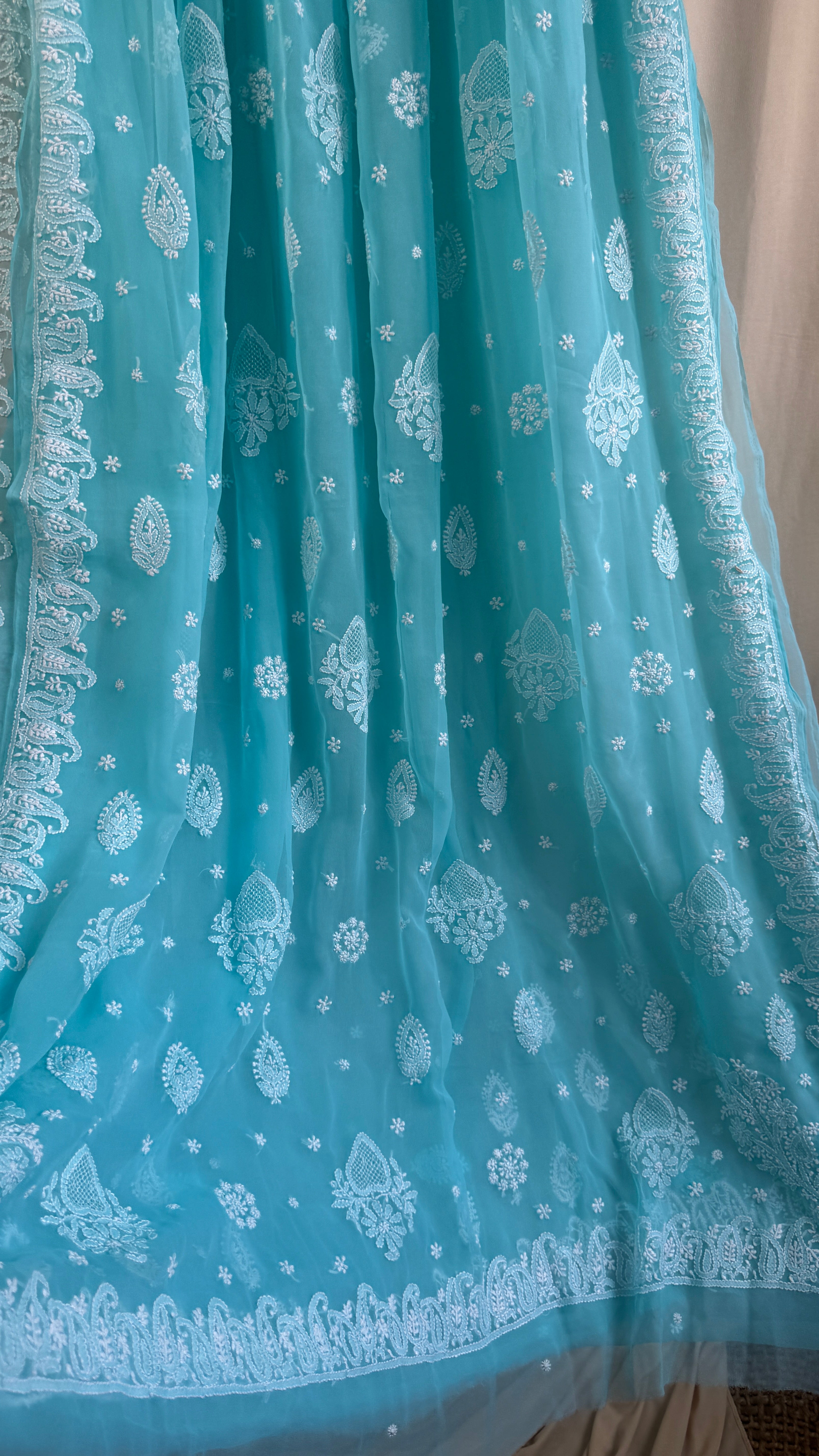 Georgette Chikankari saree in Blue