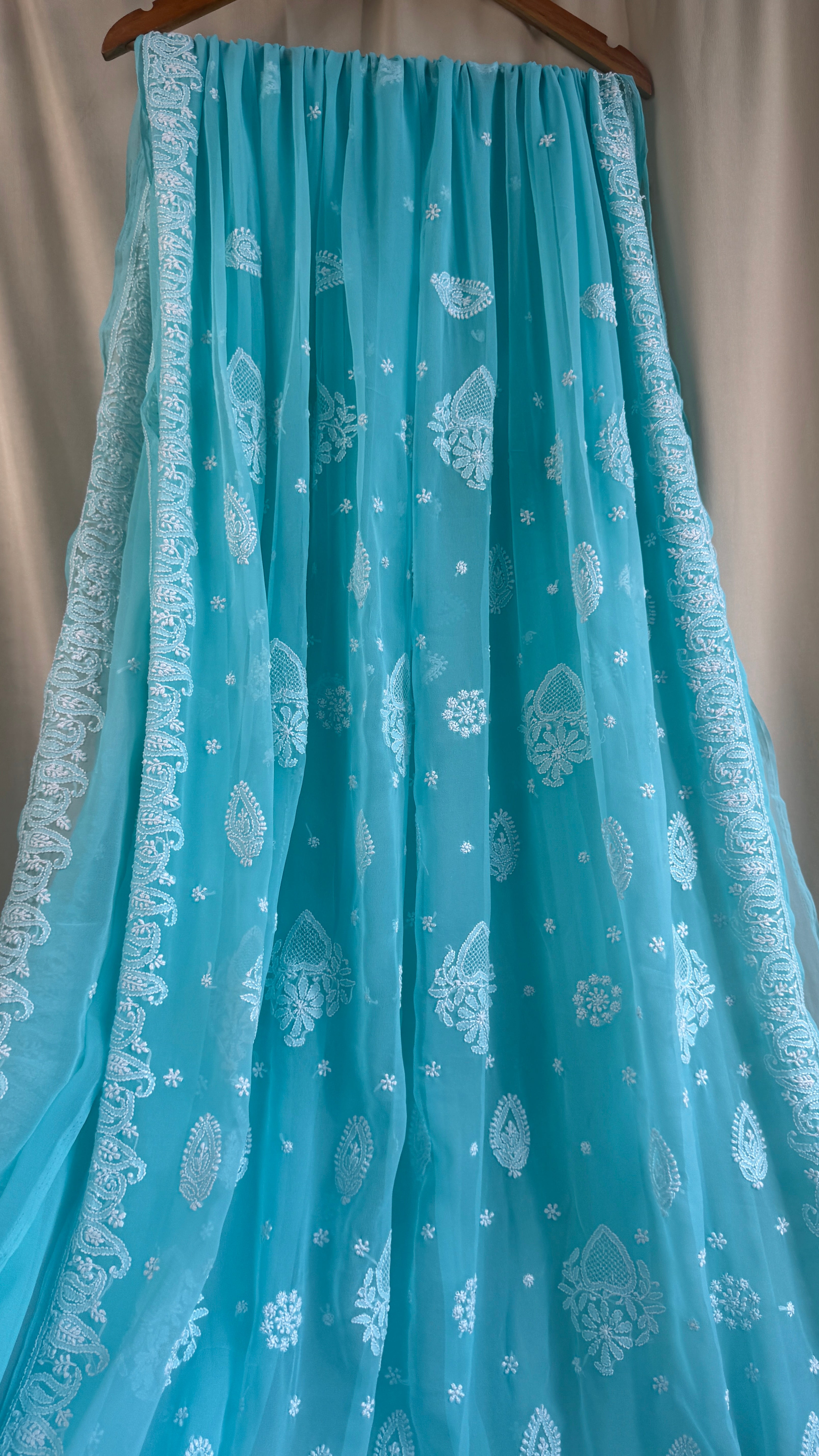 Georgette Chikankari saree in Blue