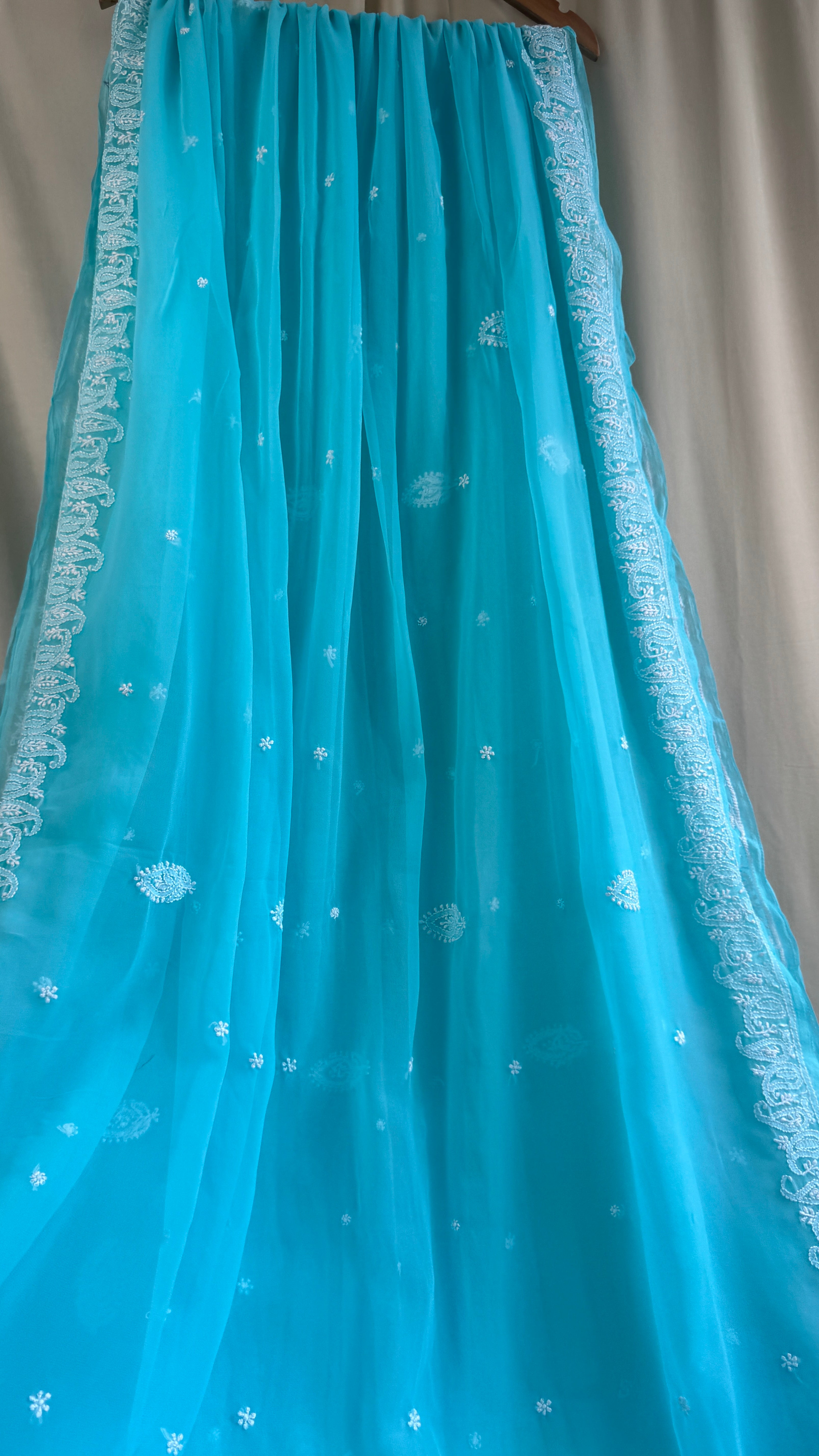 Georgette Chikankari saree in Blue