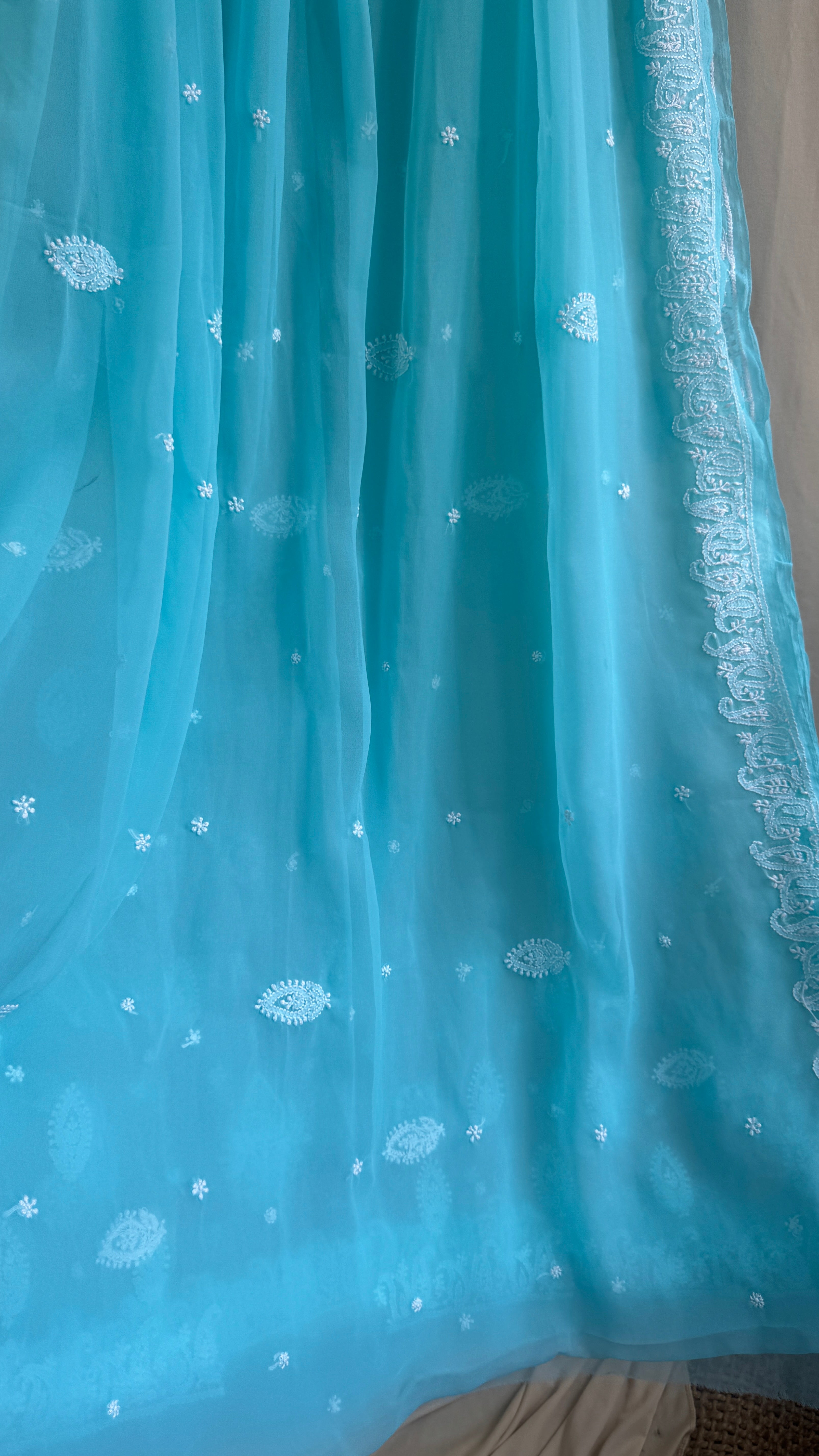 Georgette Chikankari saree in Blue