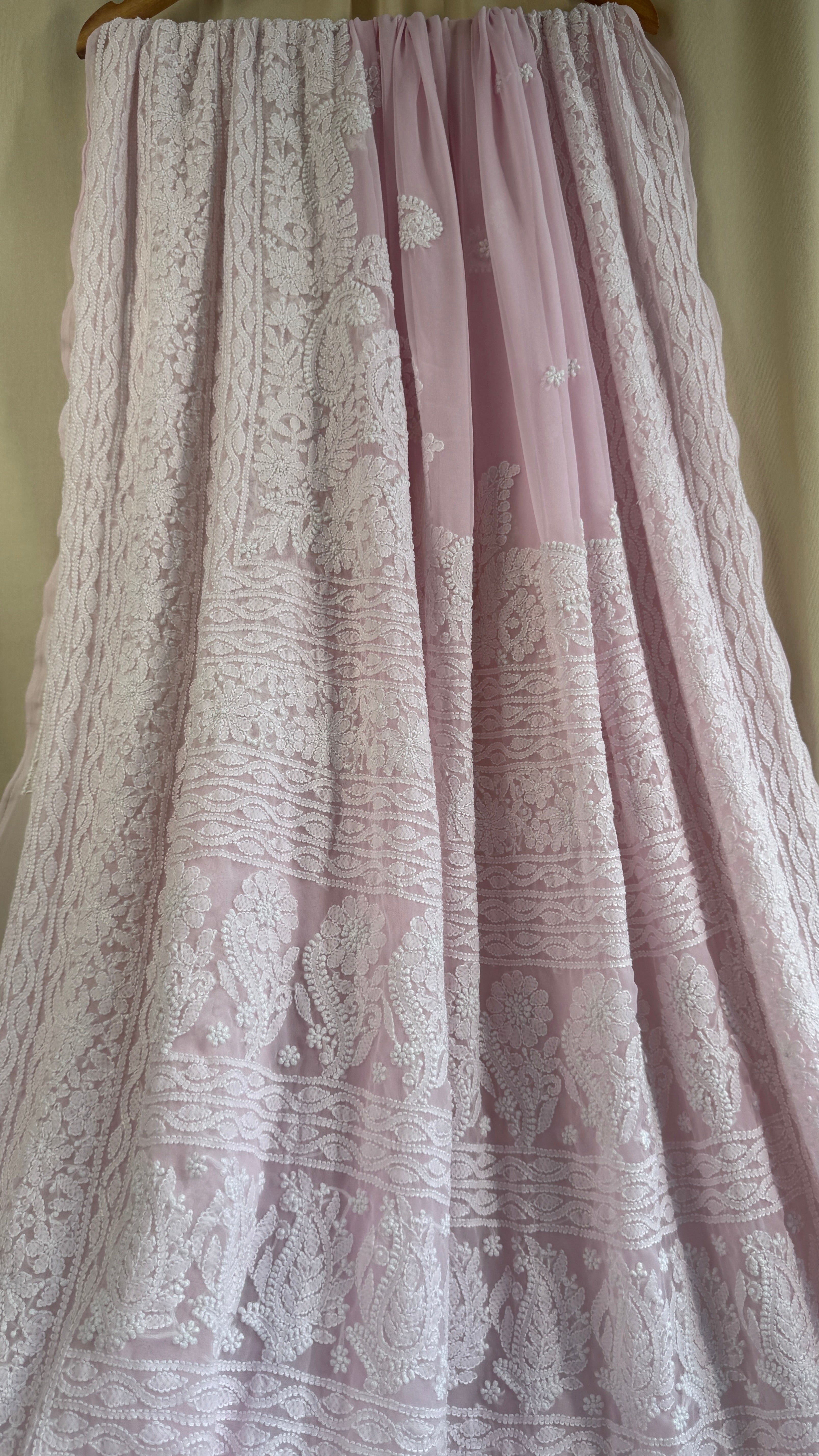 Georgette Chikankari saree in Pink