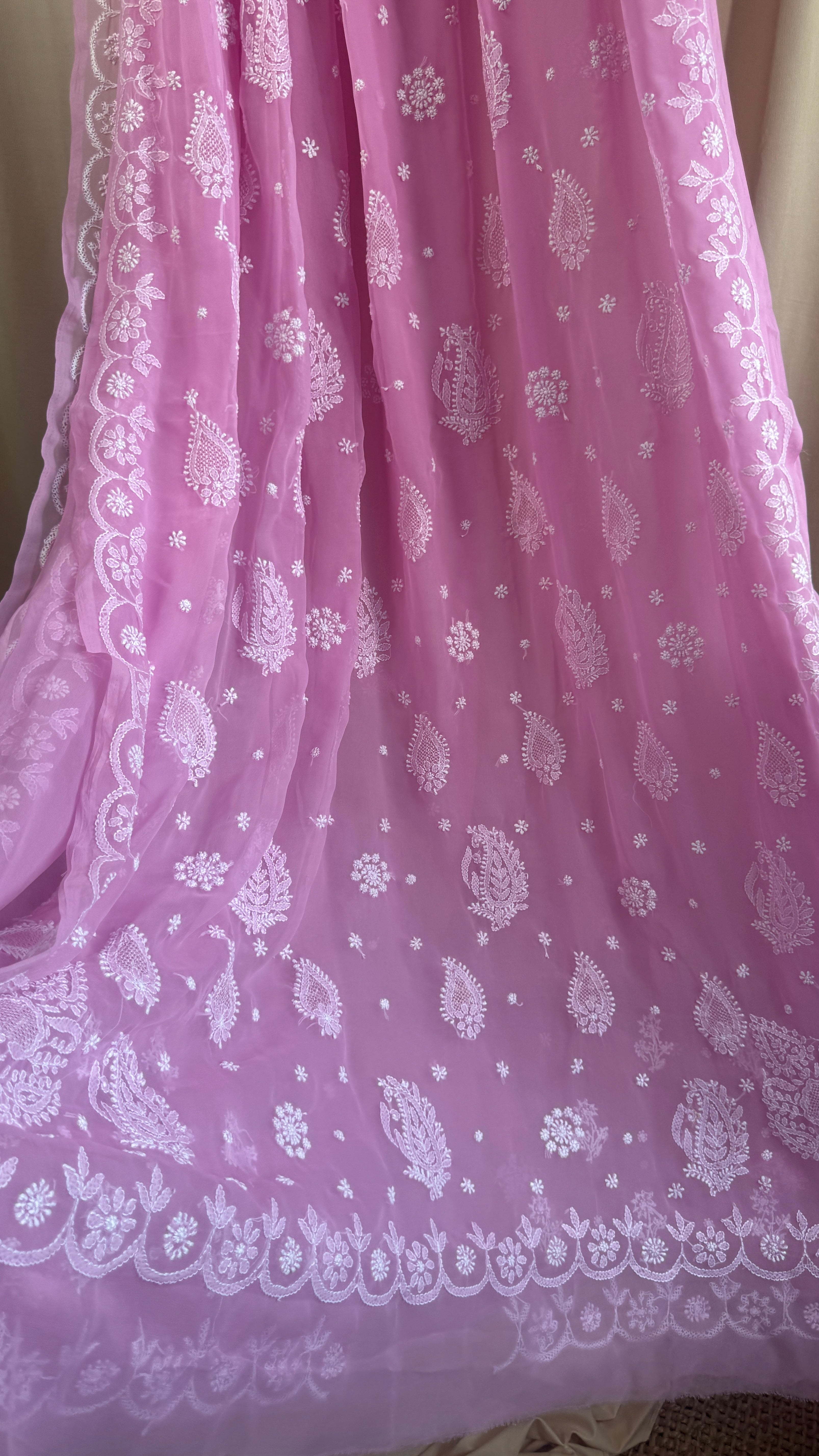 Georgette Chikankari saree in Pink