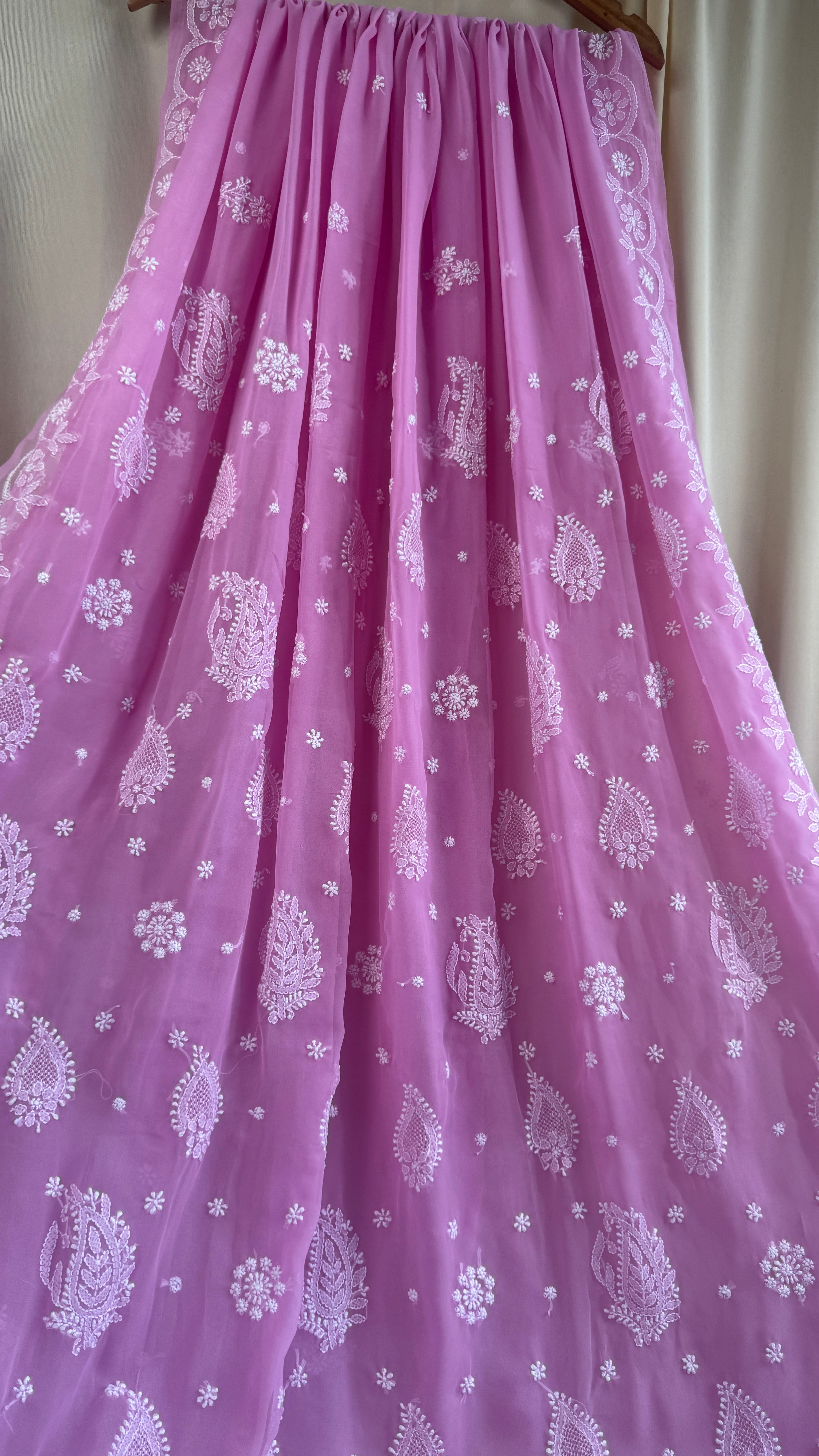 Georgette Chikankari saree in Pink