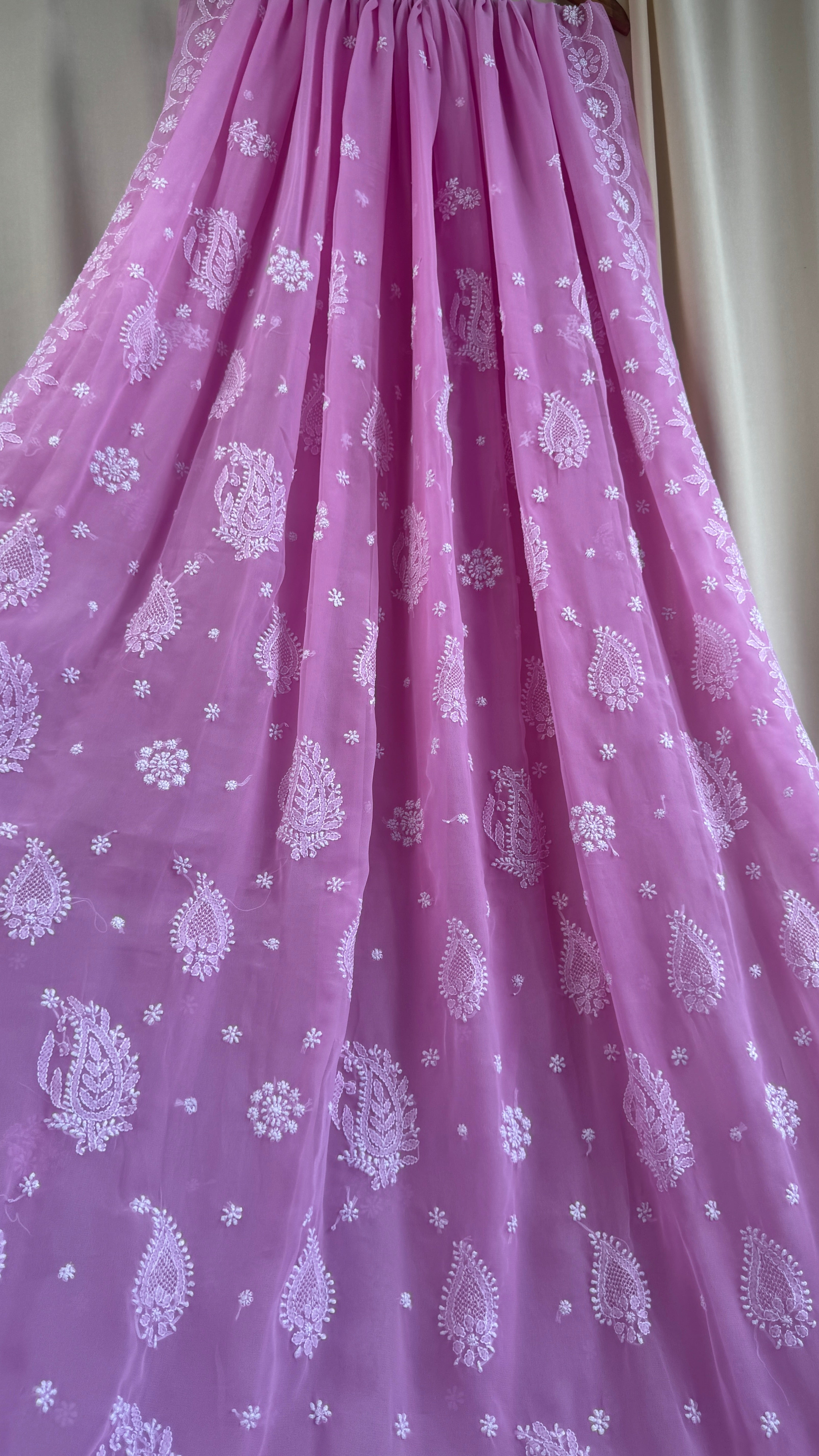 Georgette Chikankari saree in Pink