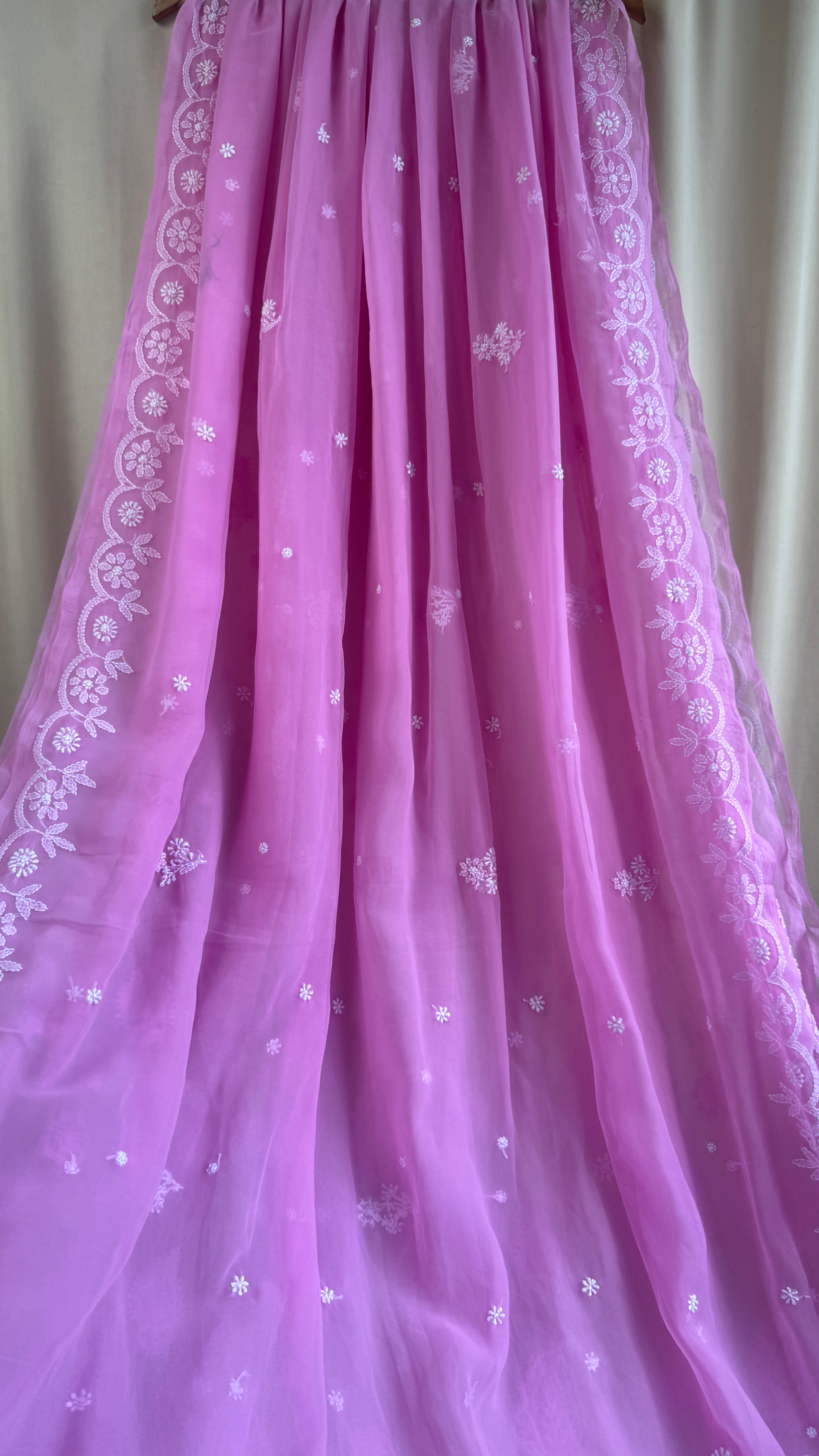 Georgette Chikankari saree in Pink
