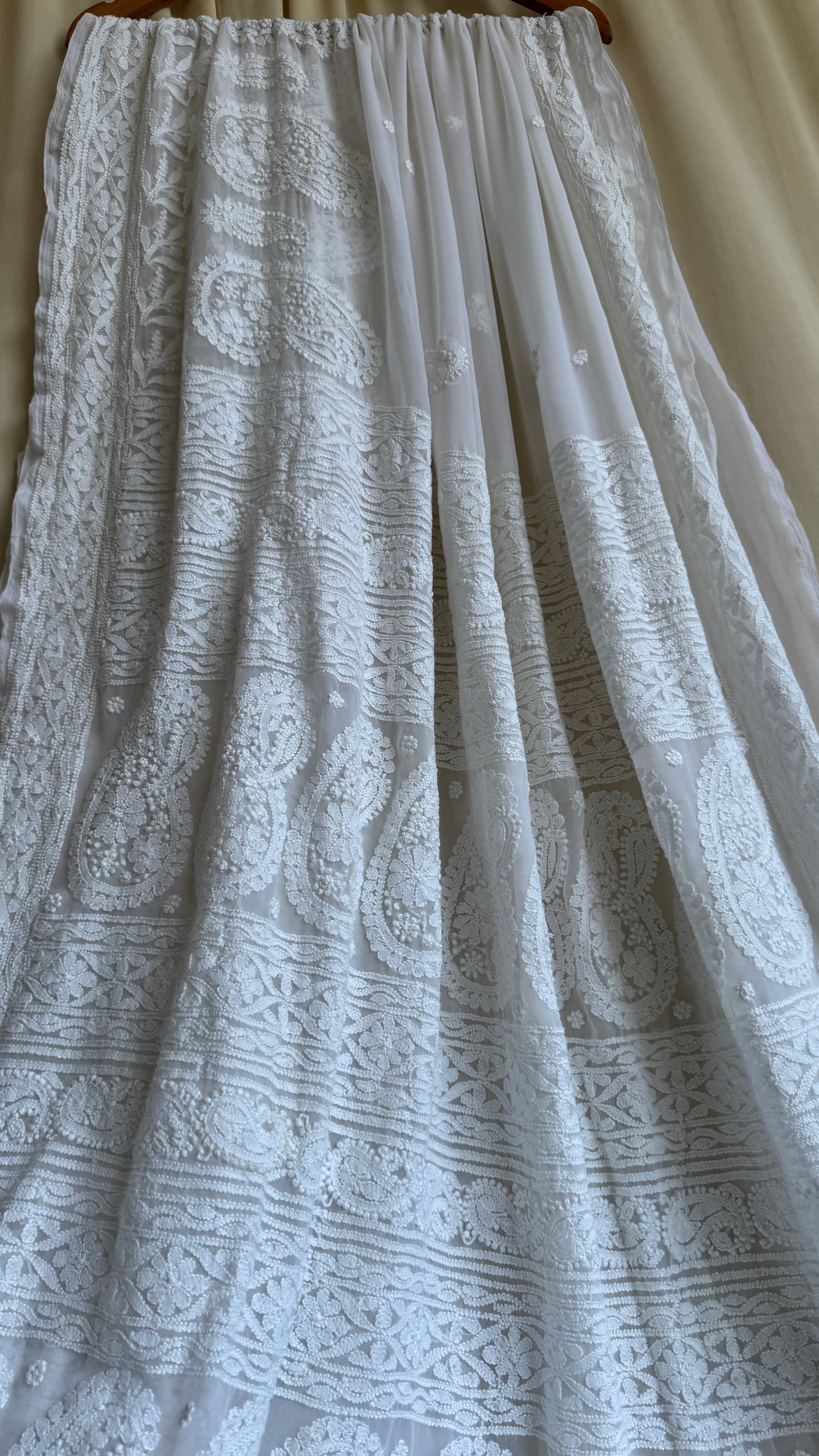 Georgette Chikankari saree in White