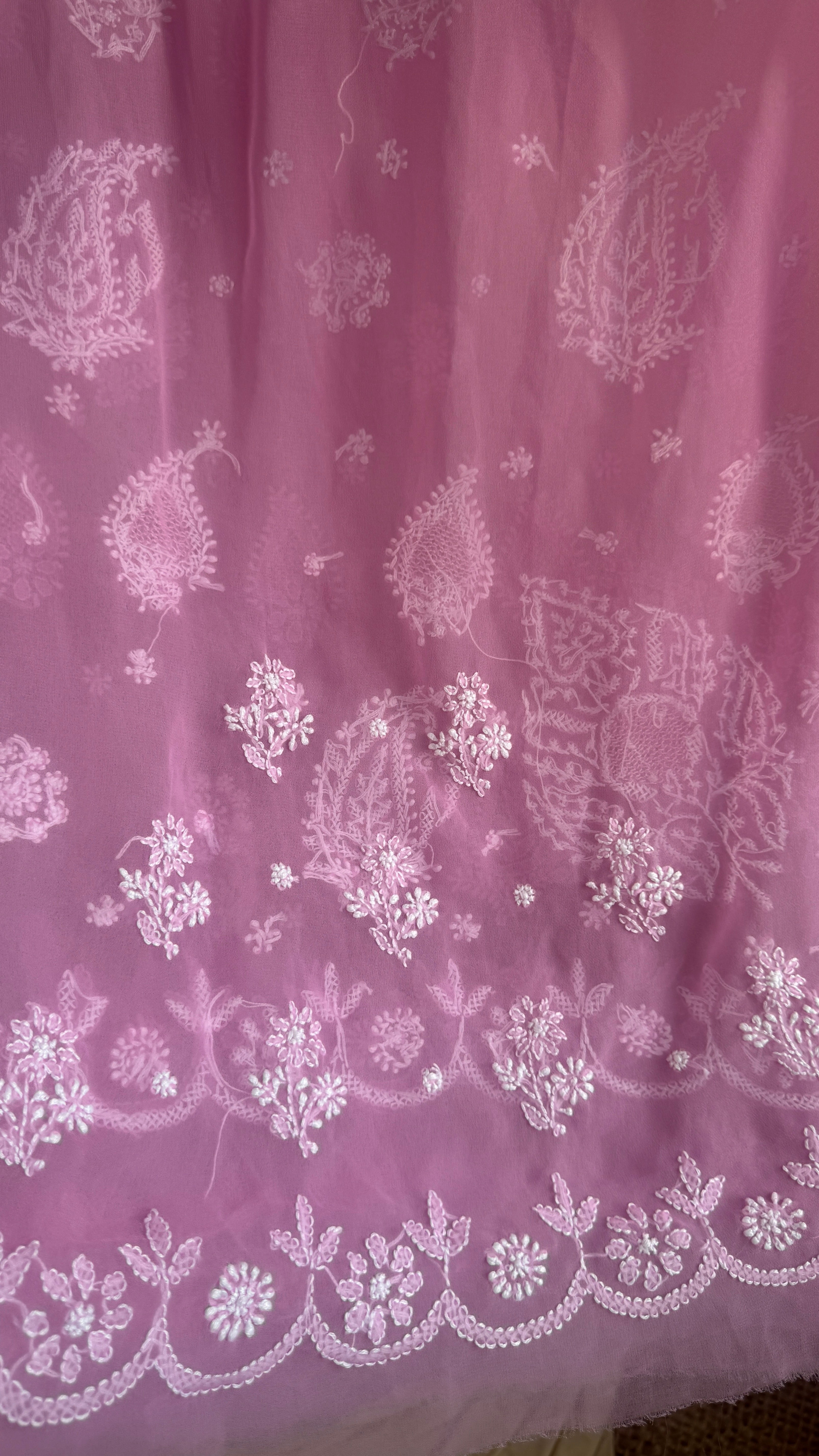 Georgette Chikankari saree in Pink