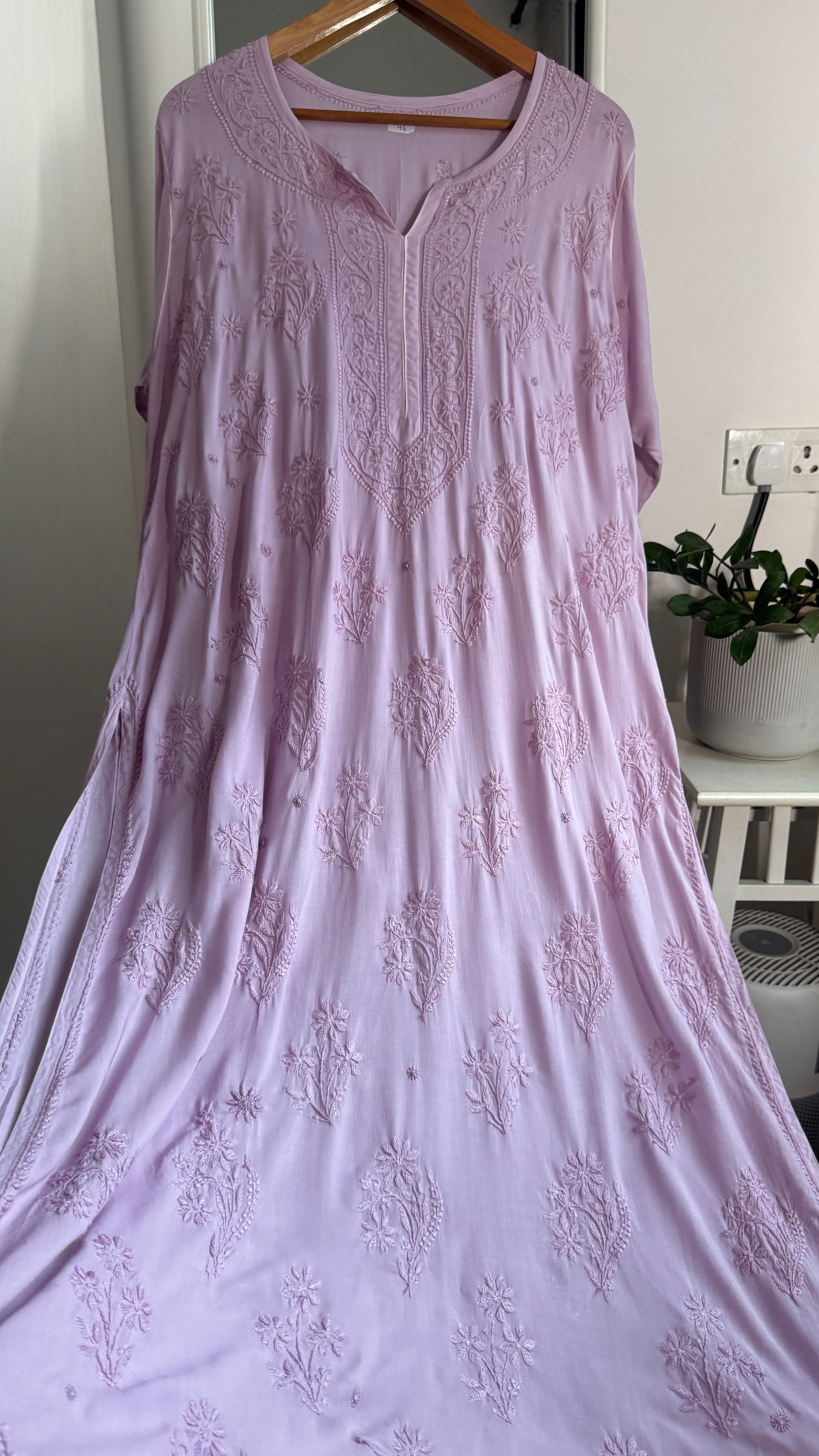 Premium Modal Chikankari Cotton Kurti -Mauve - Noor Collection