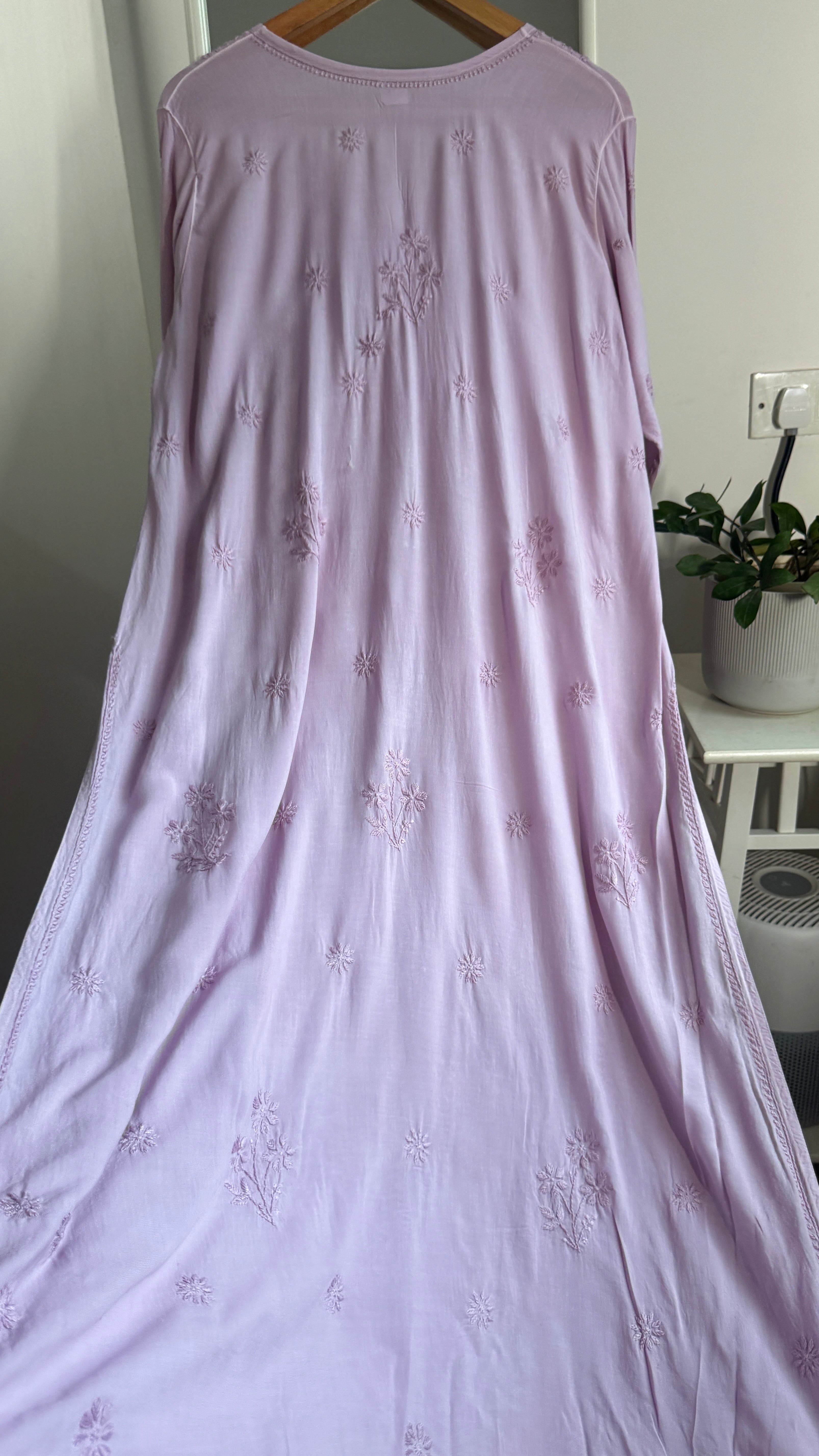 Premium Modal Chikankari Cotton Kurti -Mauve - Noor Collection