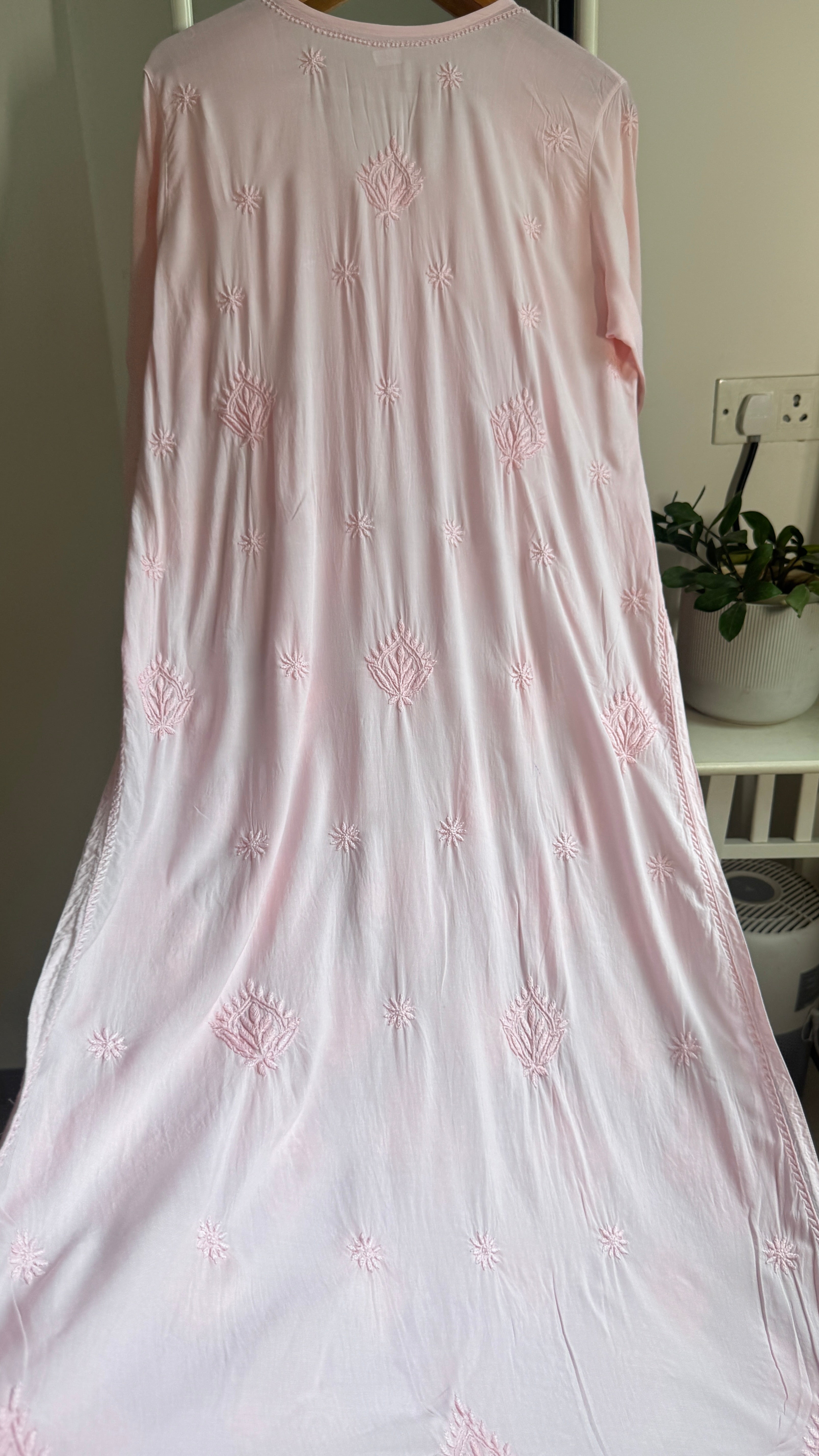 Premium Modal Chikankari Cotton Kurti - Pink - Noor Collection