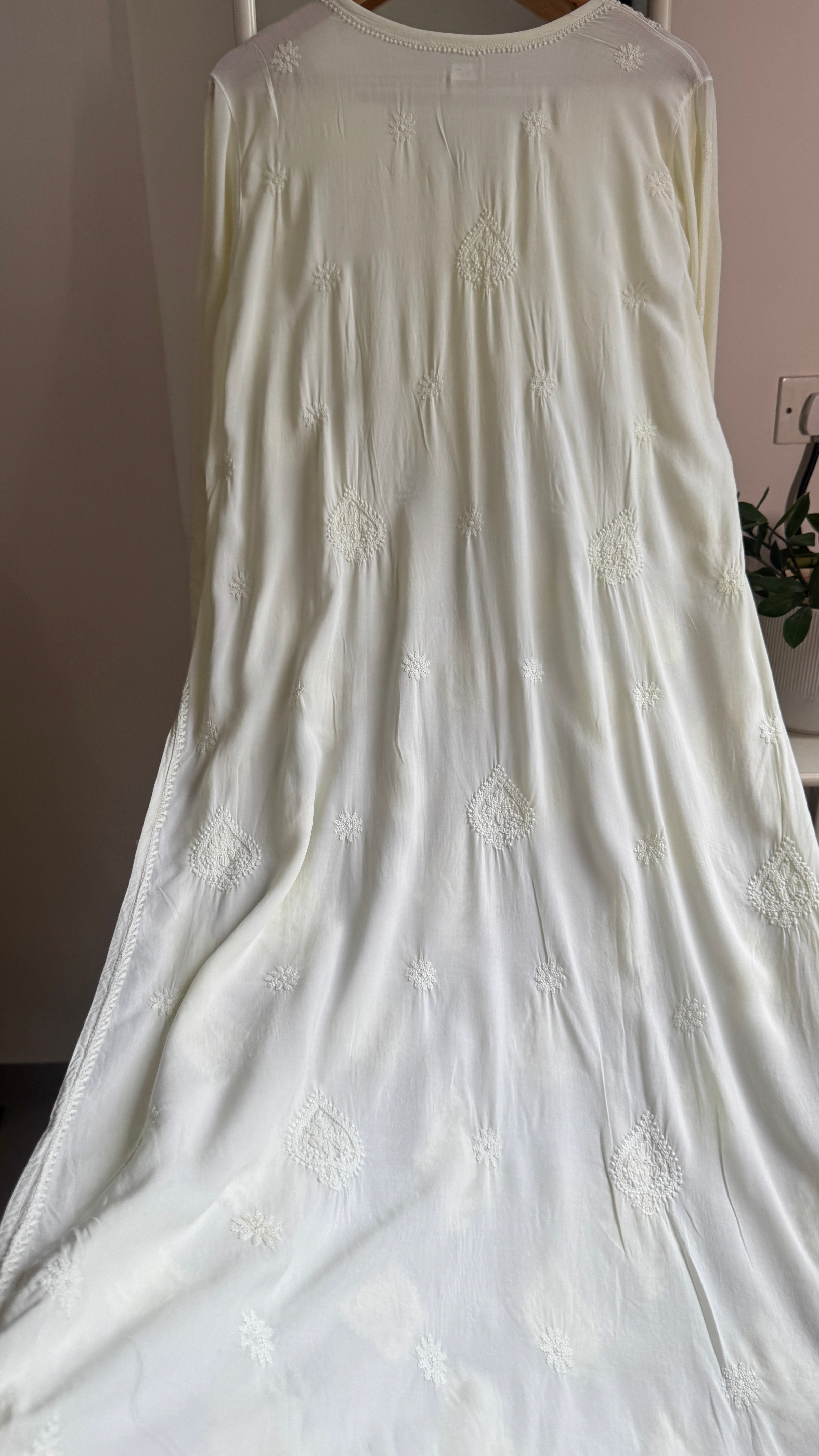Premium Modal Chikankari Cotton Kurti - Light Yellow - Noor Collection