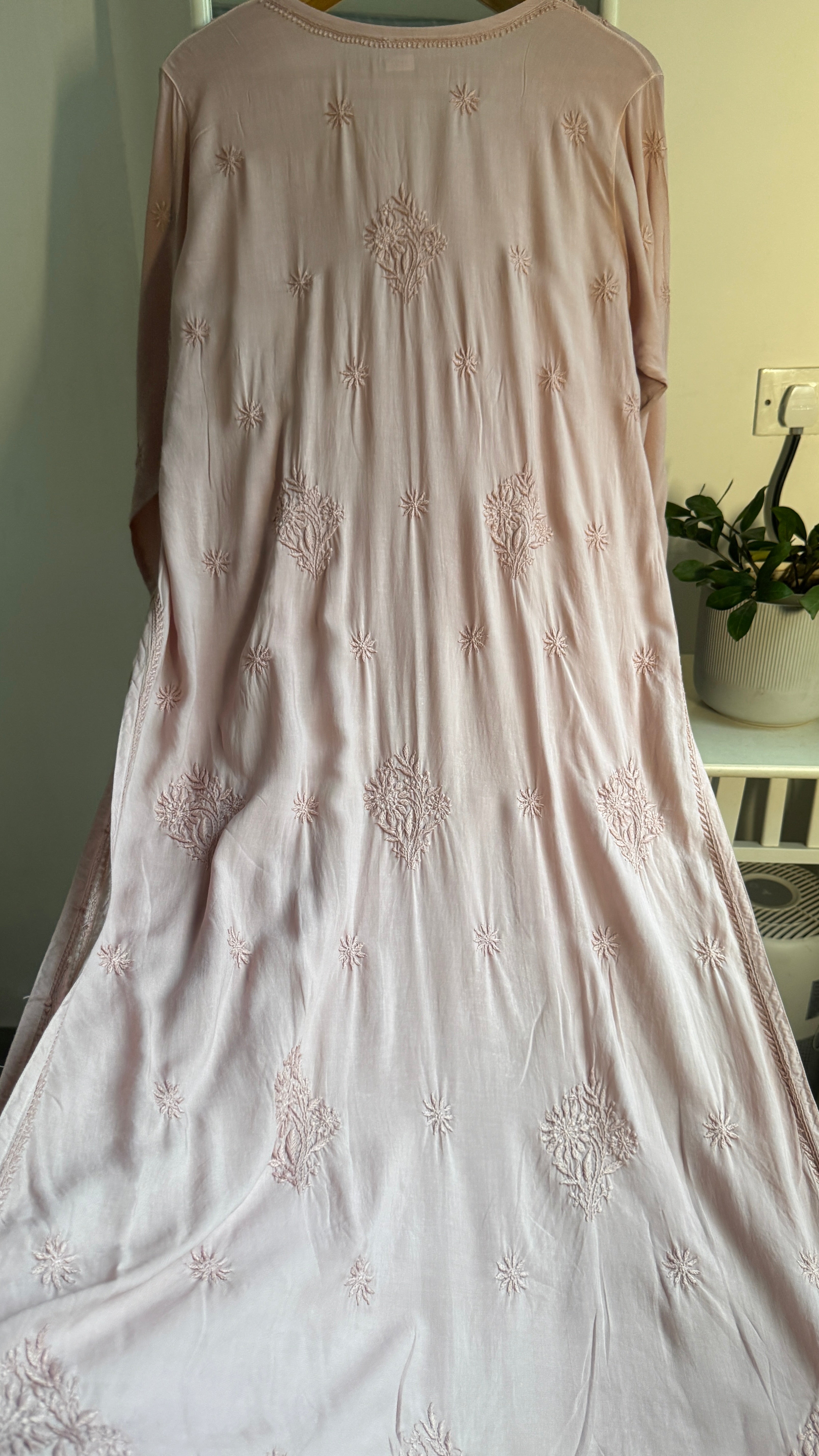 Premium Modal Chikankari Cotton Kurti - Nude Pink - Noor Collection