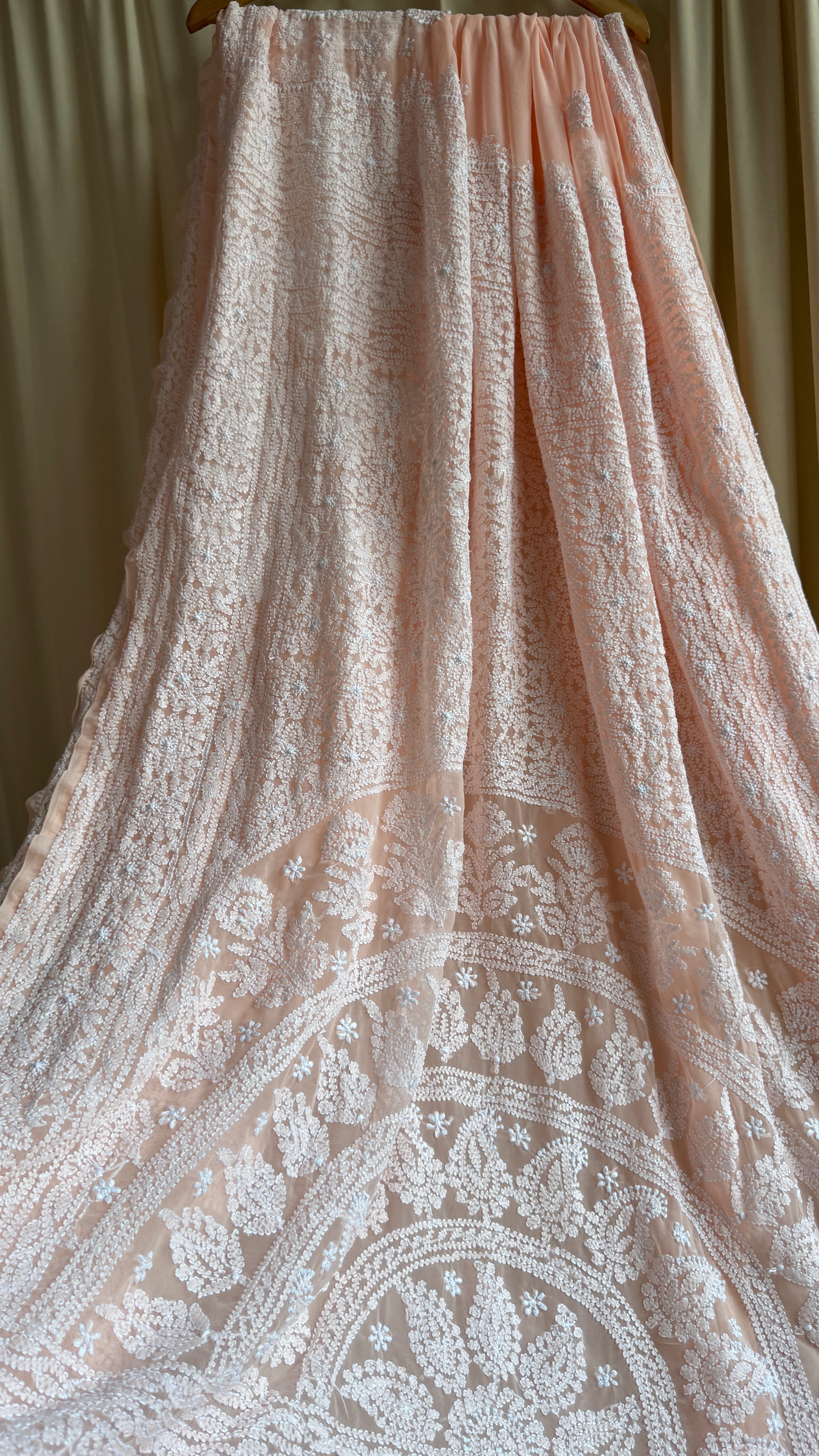Georgette Chikankari saree in Peach