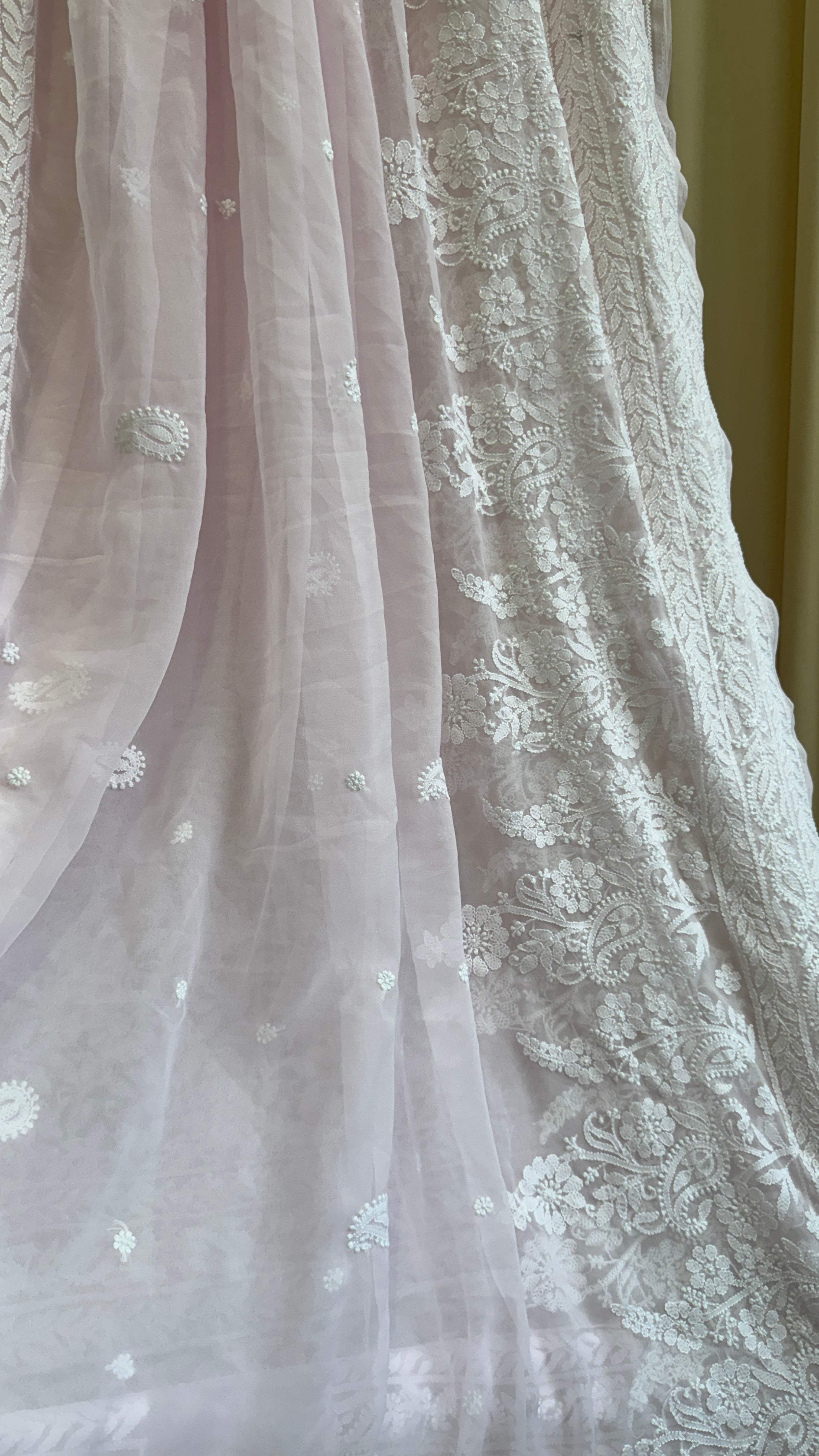 Georgette Chikankari saree in Pink