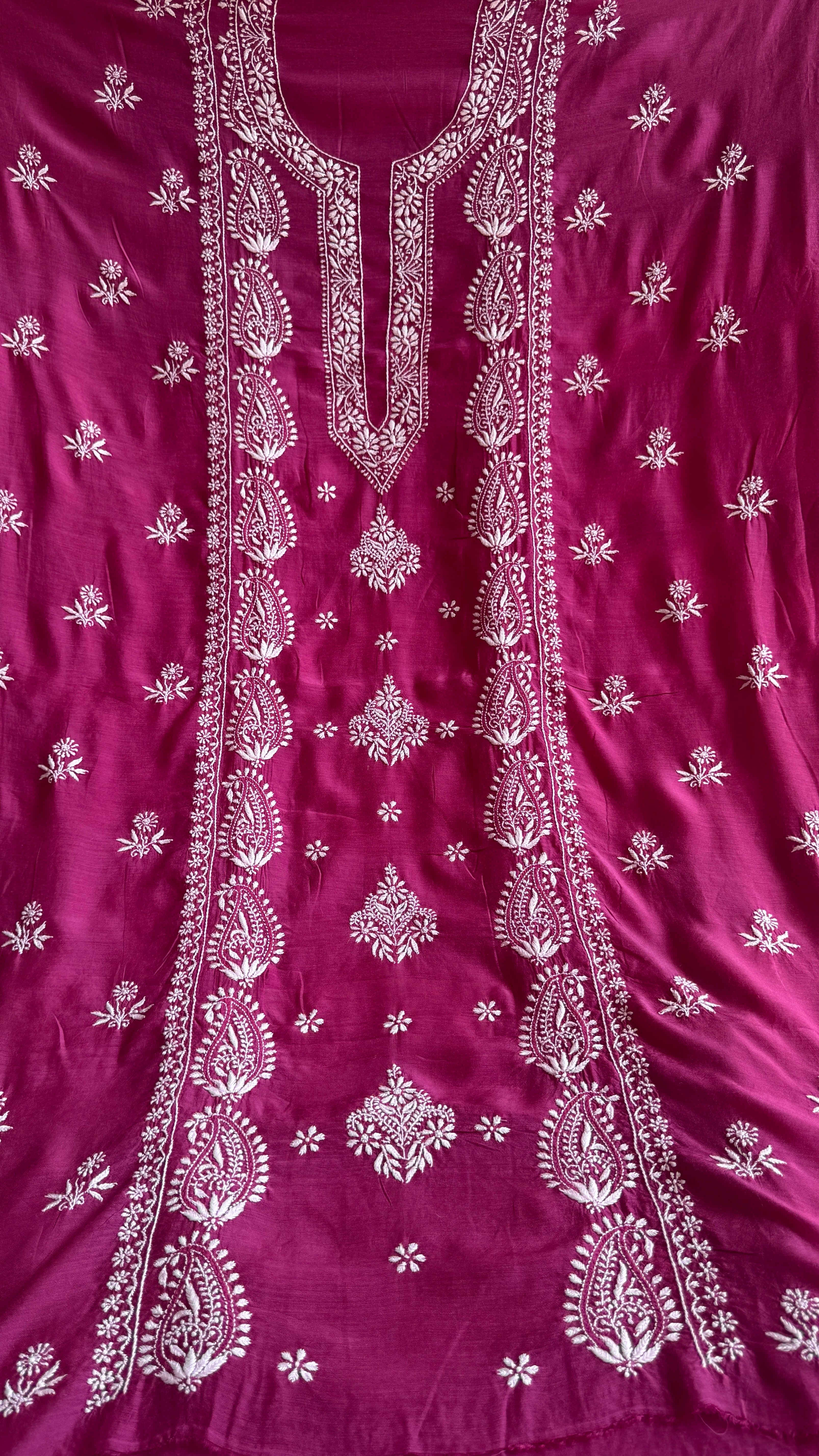 Pure Muslin kurti Length unstitched - Berry Pink