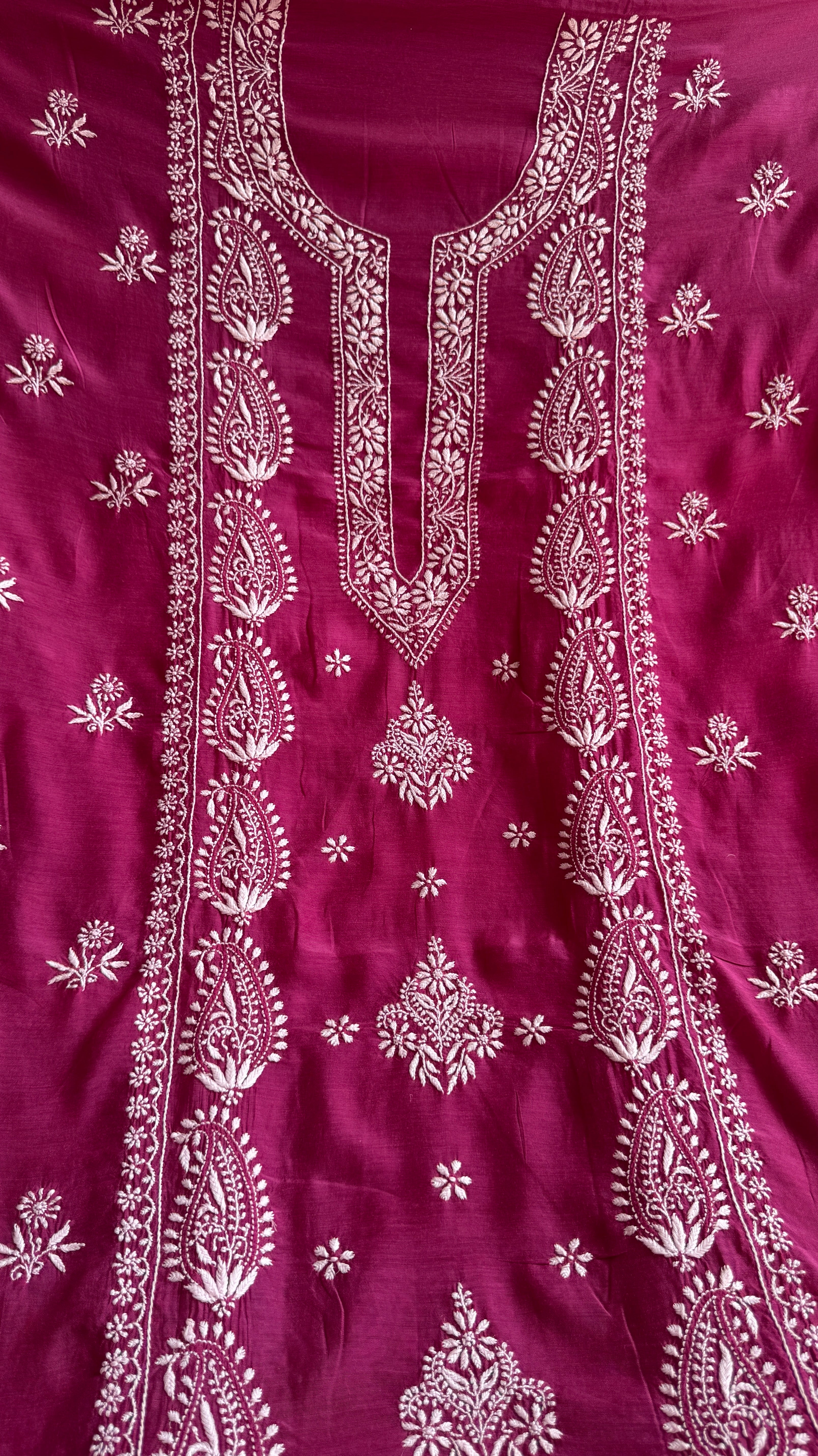 Pure Muslin kurti Length unstitched - Berry Pink