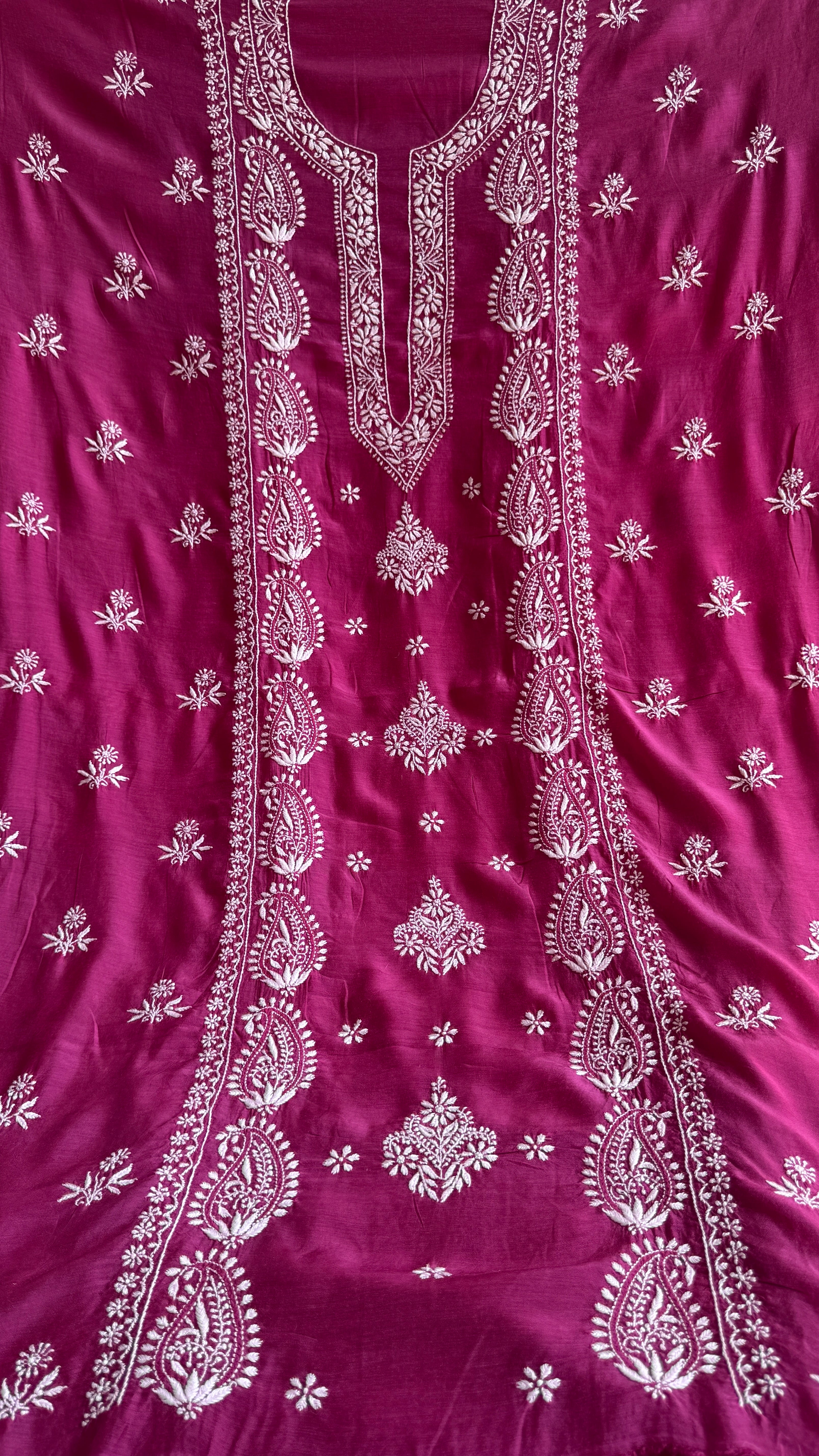 Pure Muslin kurti Length unstitched - Berry Pink