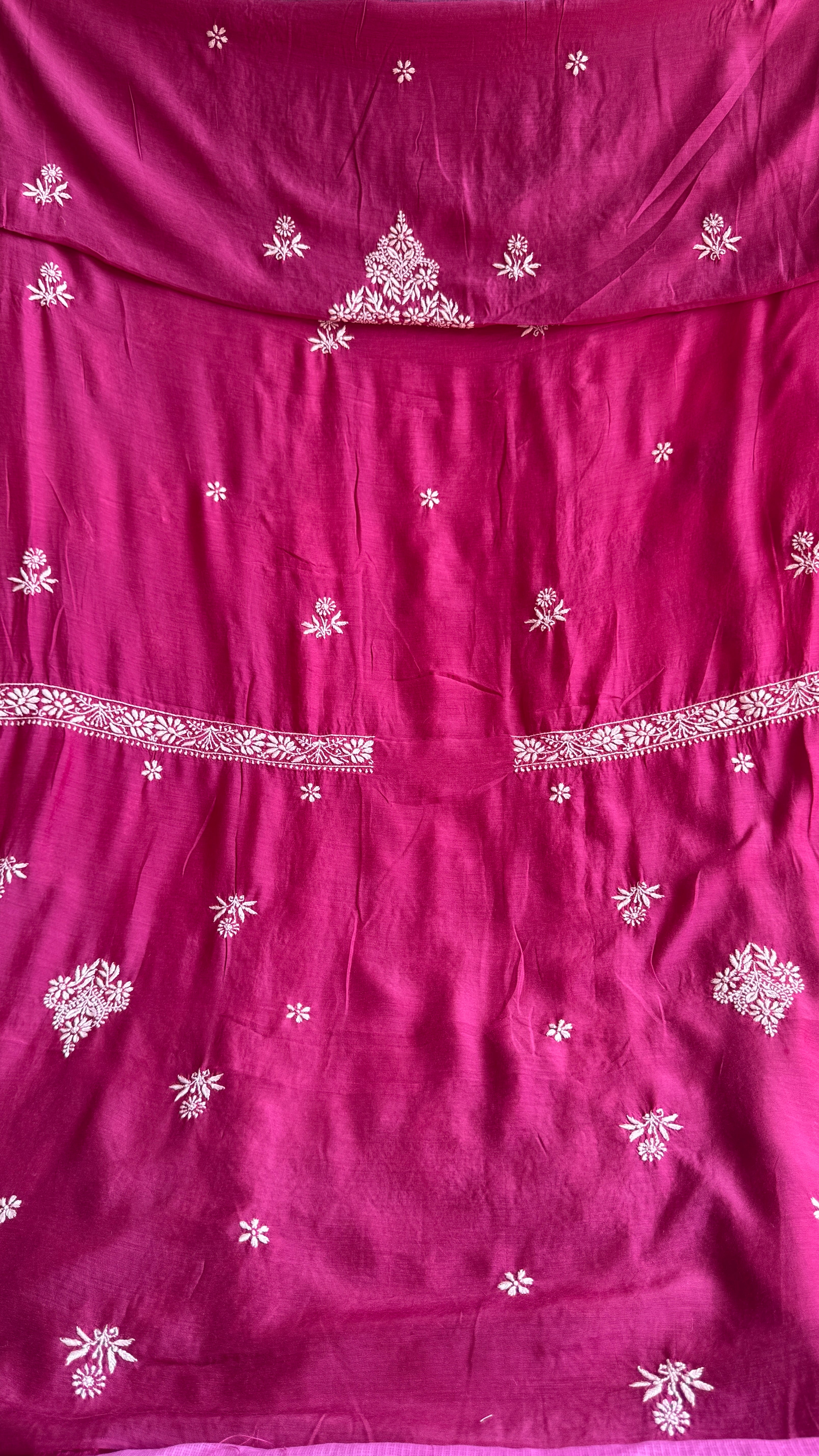 Pure Muslin kurti Length unstitched - Berry Pink