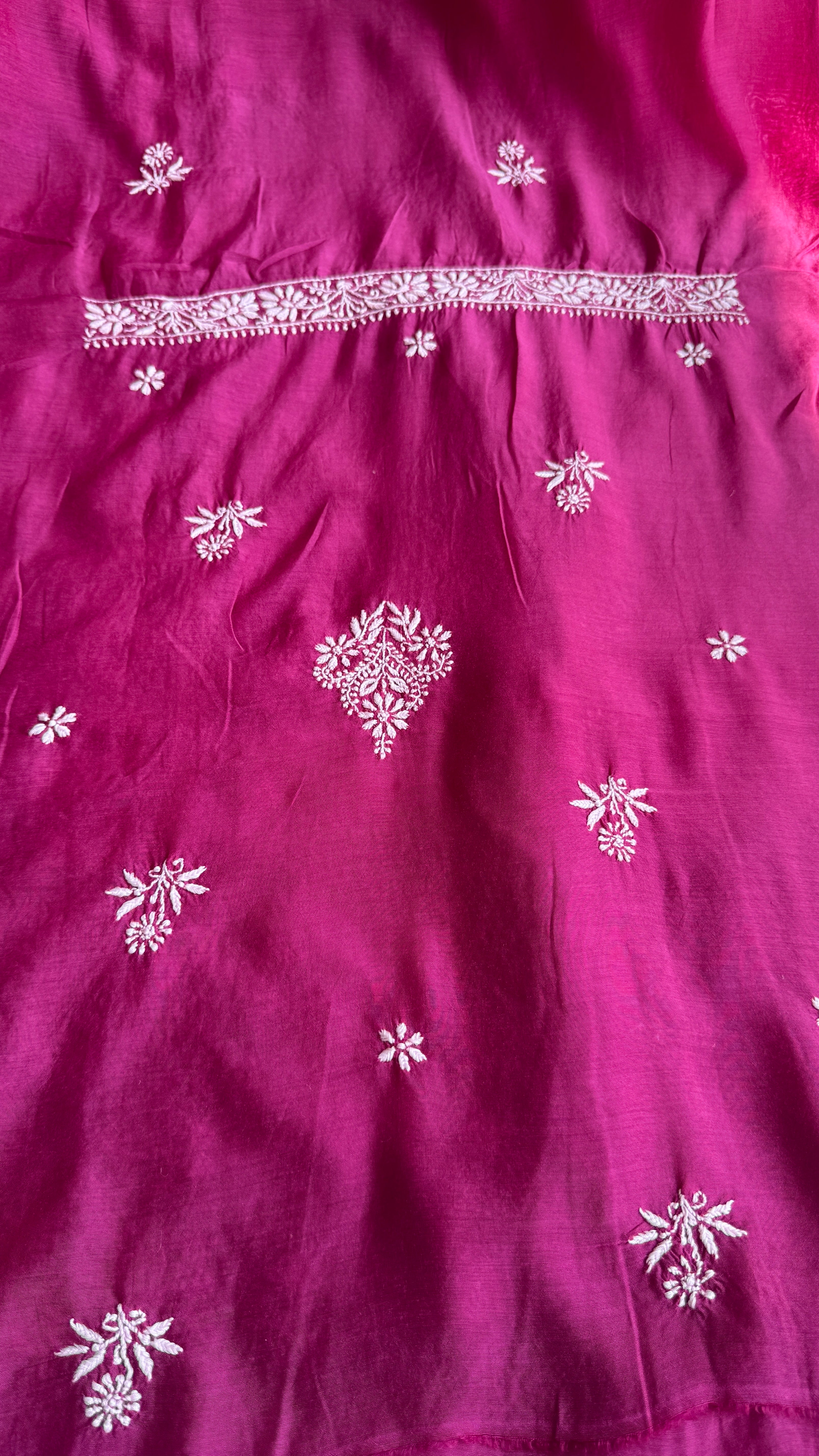 Pure Muslin kurti Length unstitched - Berry Pink