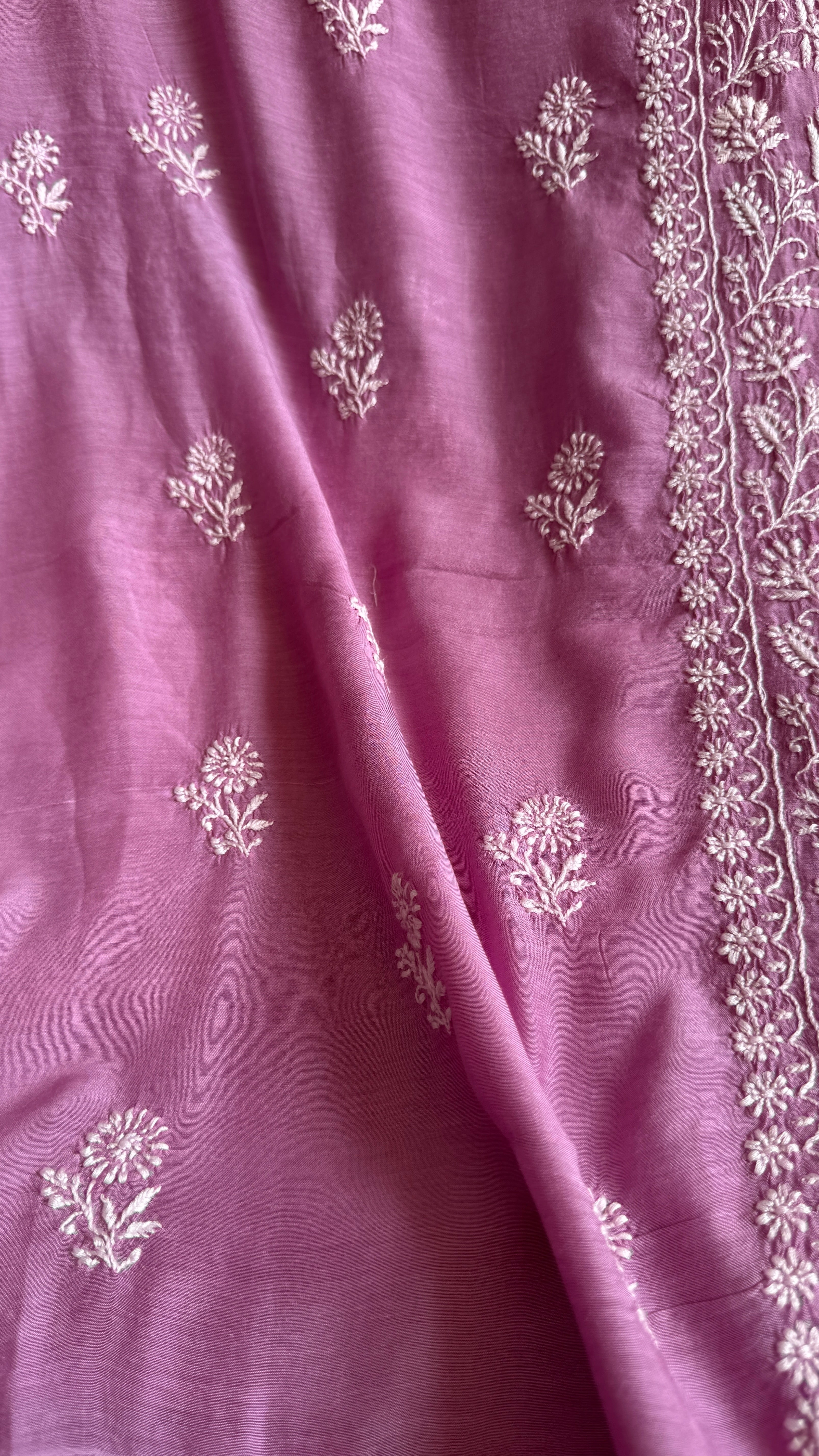 Pure Muslin kurti Length unstitched - Mauve