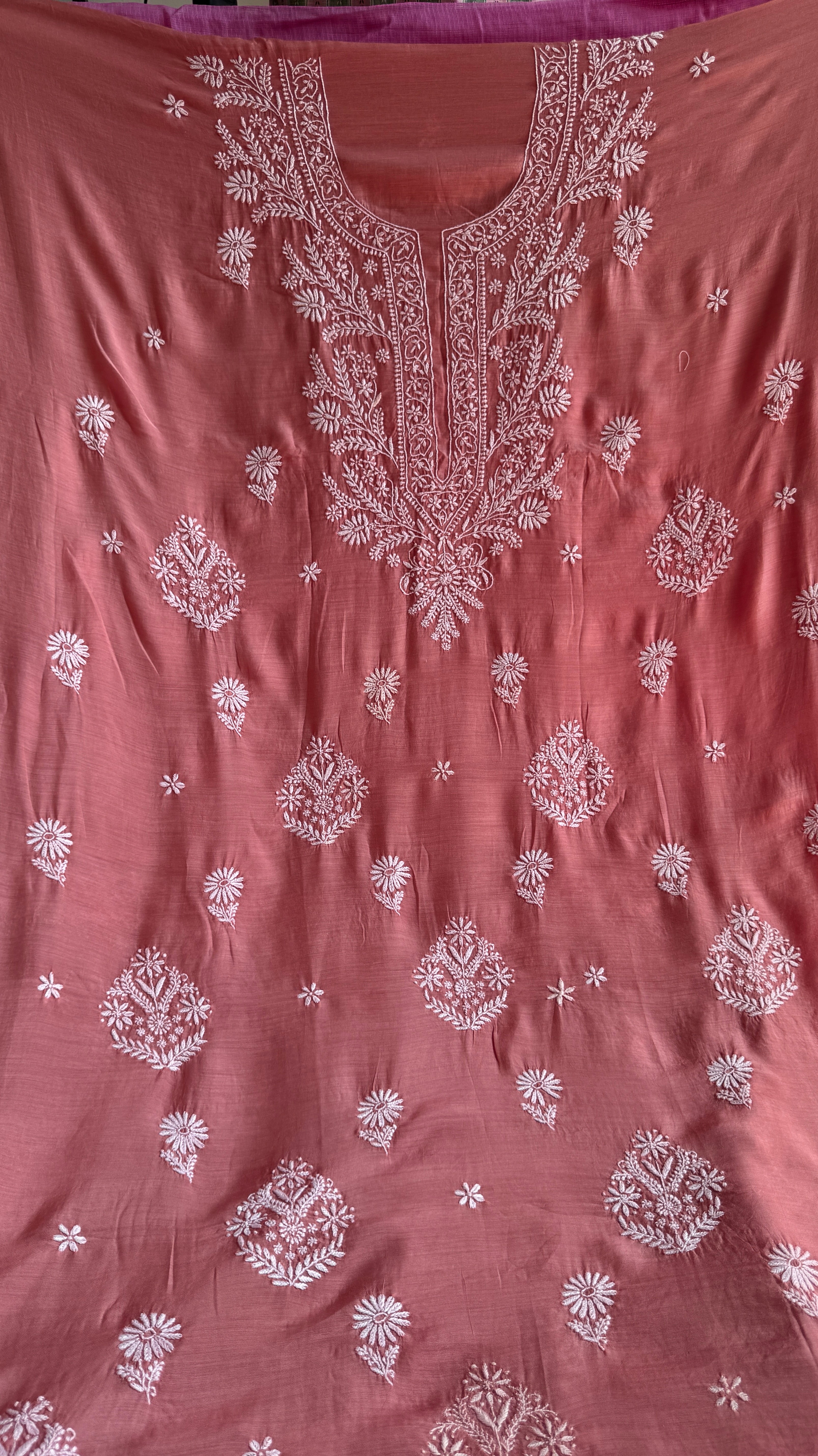 Pure Muslin kurti Length unstitched - Rosewood