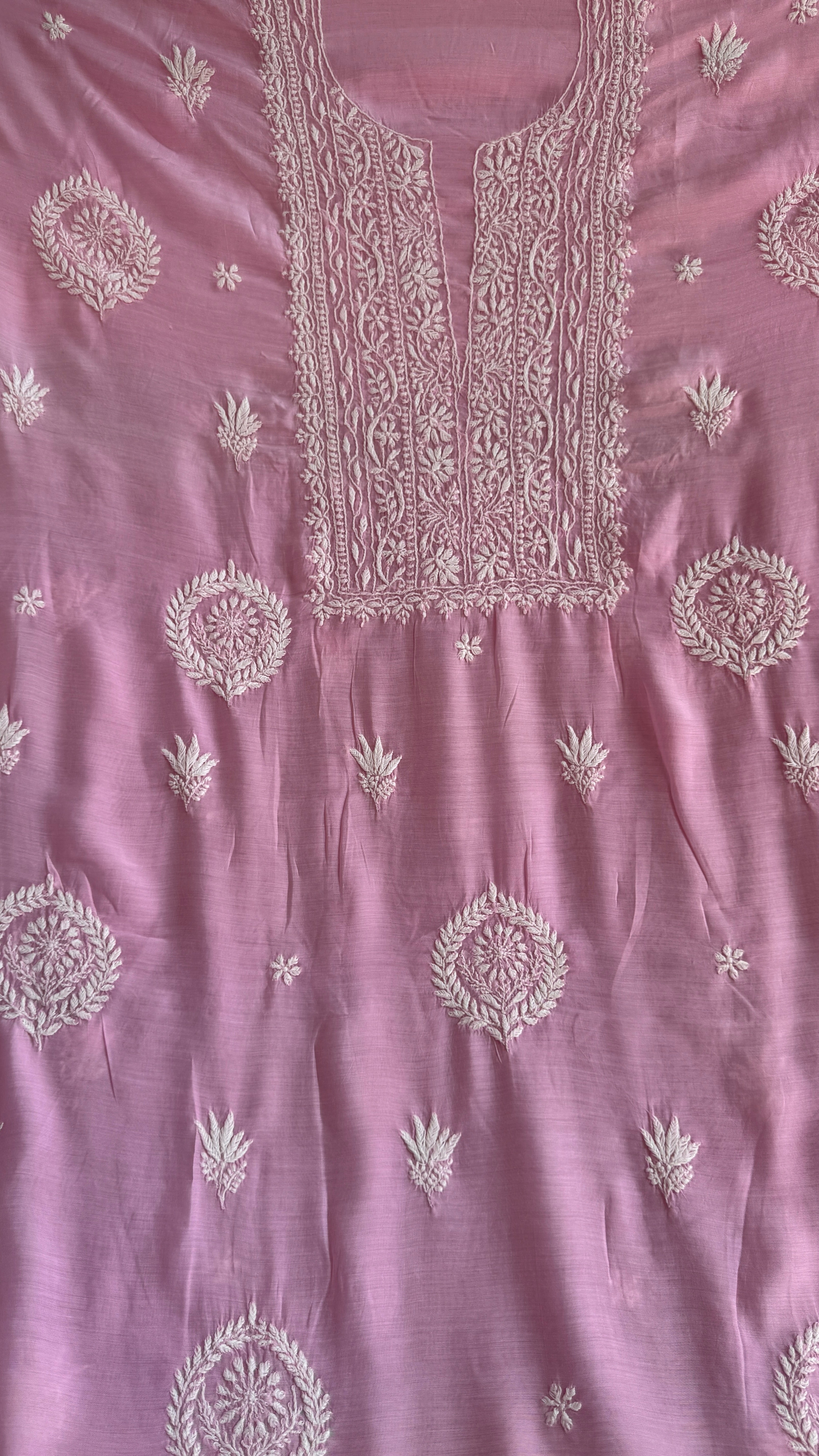 Pure Muslin kurti Length unstitched - Pink