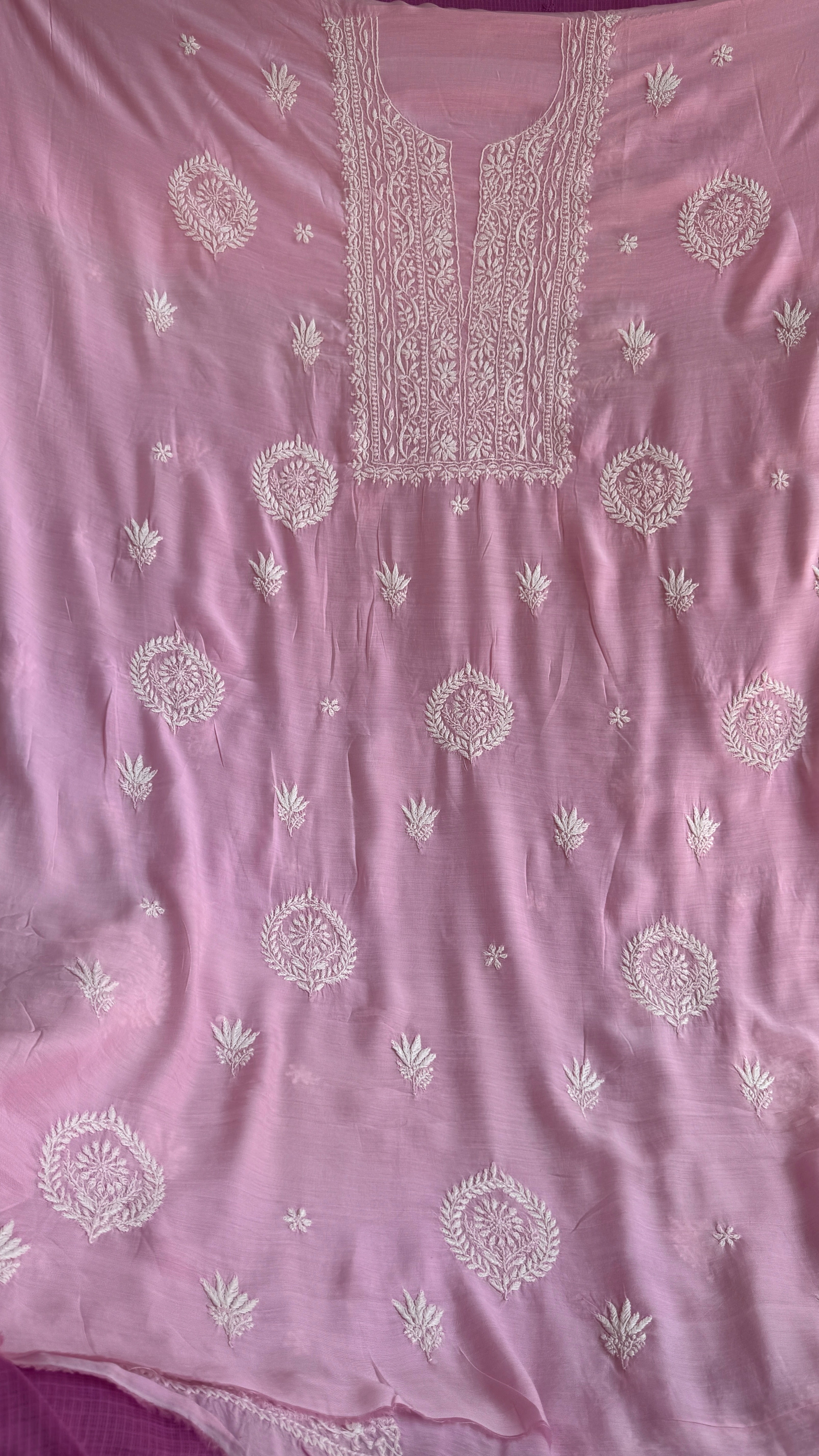 Pure Muslin kurti Length unstitched - Pink