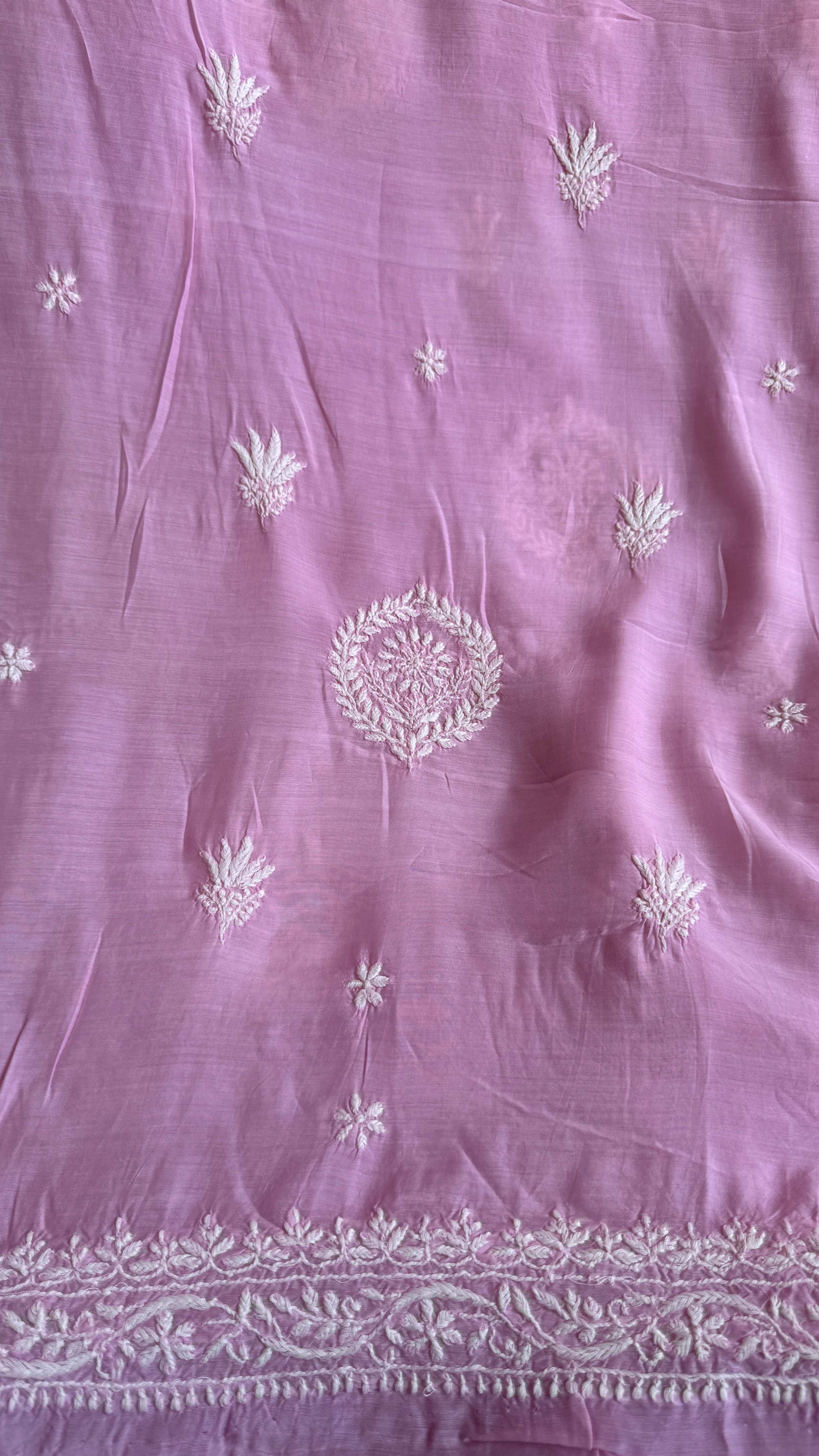 Pure Muslin kurti Length unstitched - Pink