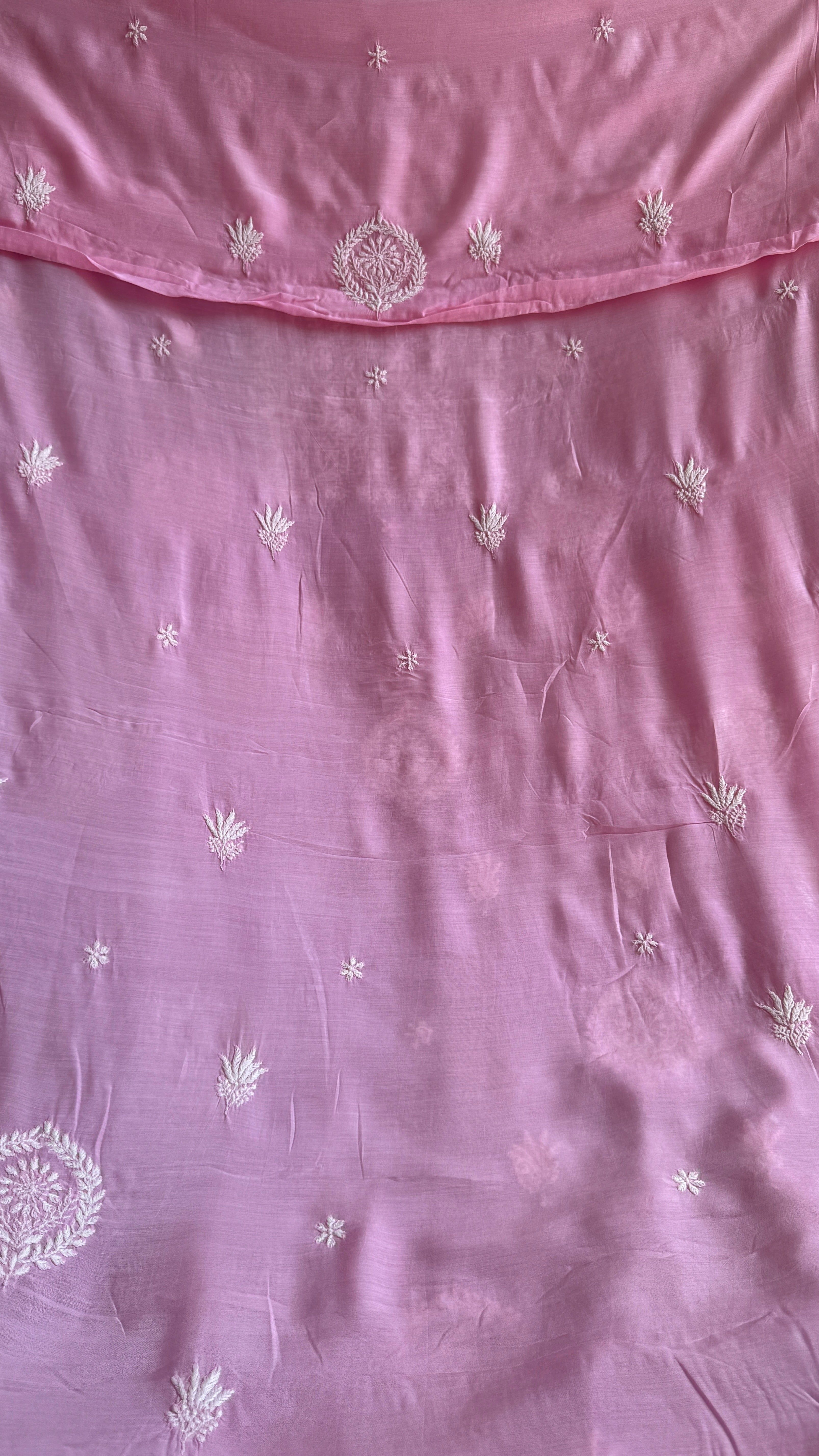 Pure Muslin kurti Length unstitched - Pink