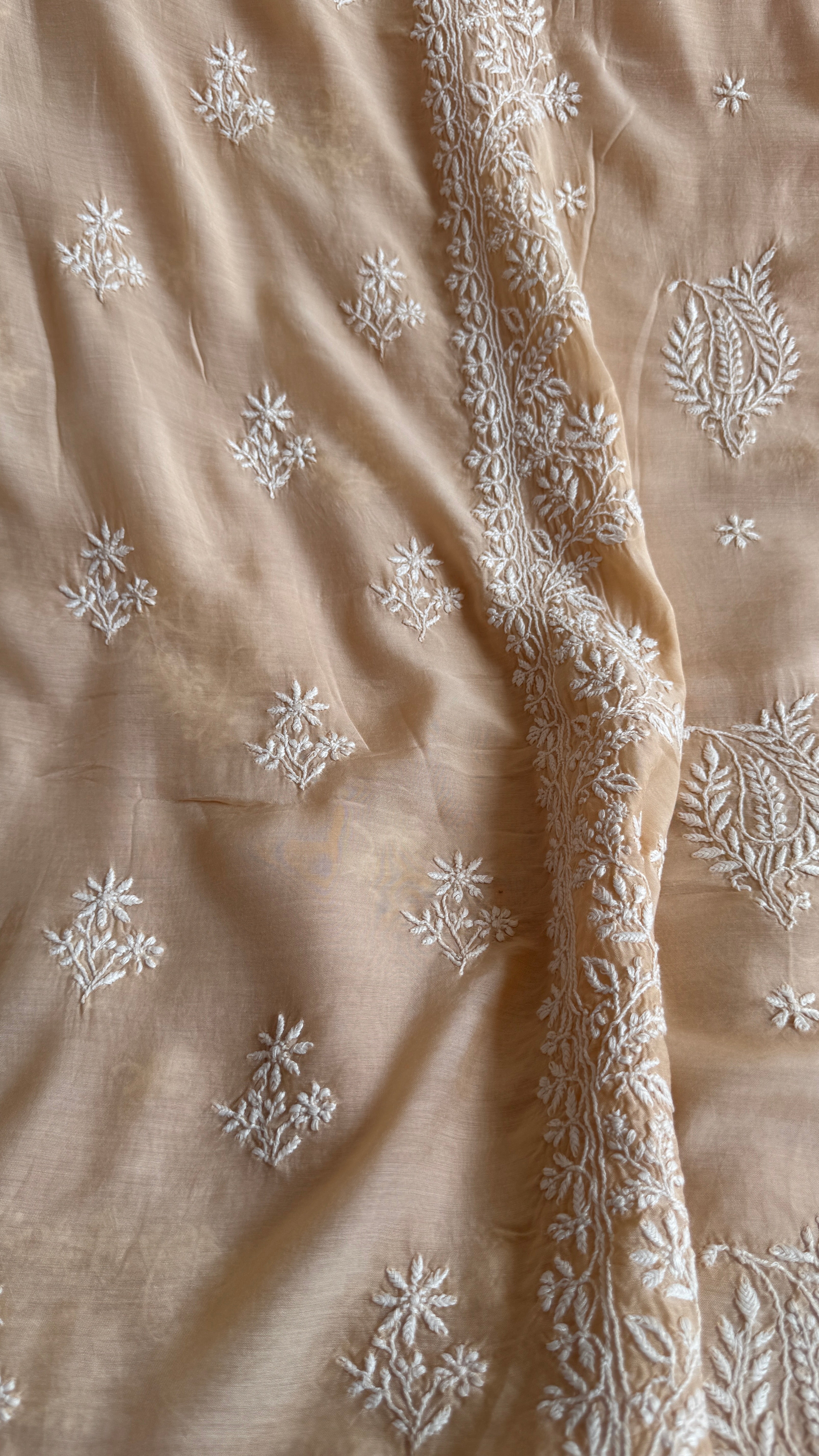 Pure Muslin kurti Length unstitched - Beige