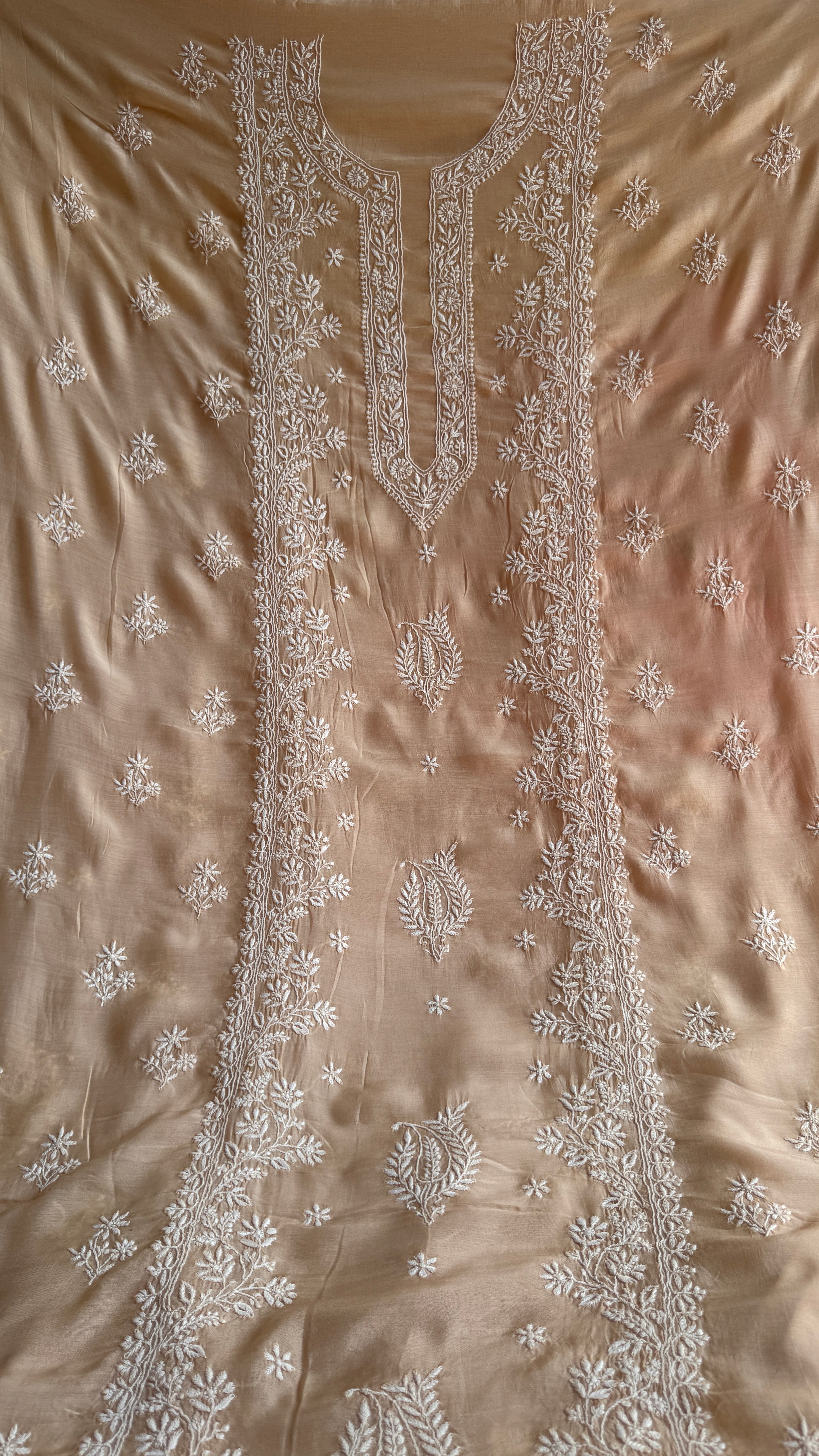 Pure Muslin kurti Length unstitched - Beige