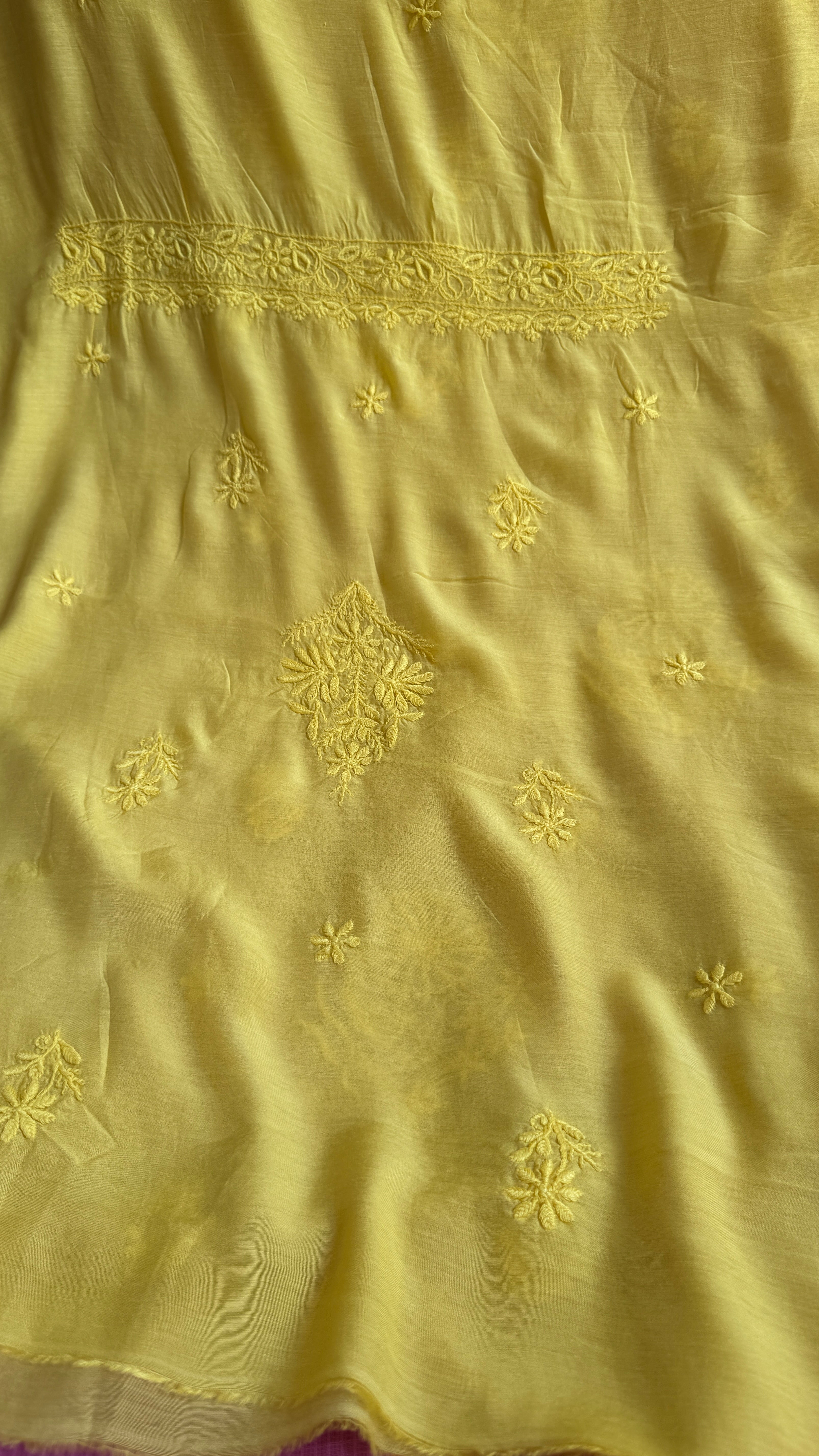 Pure Muslin kurti Length unstitched - Yellow