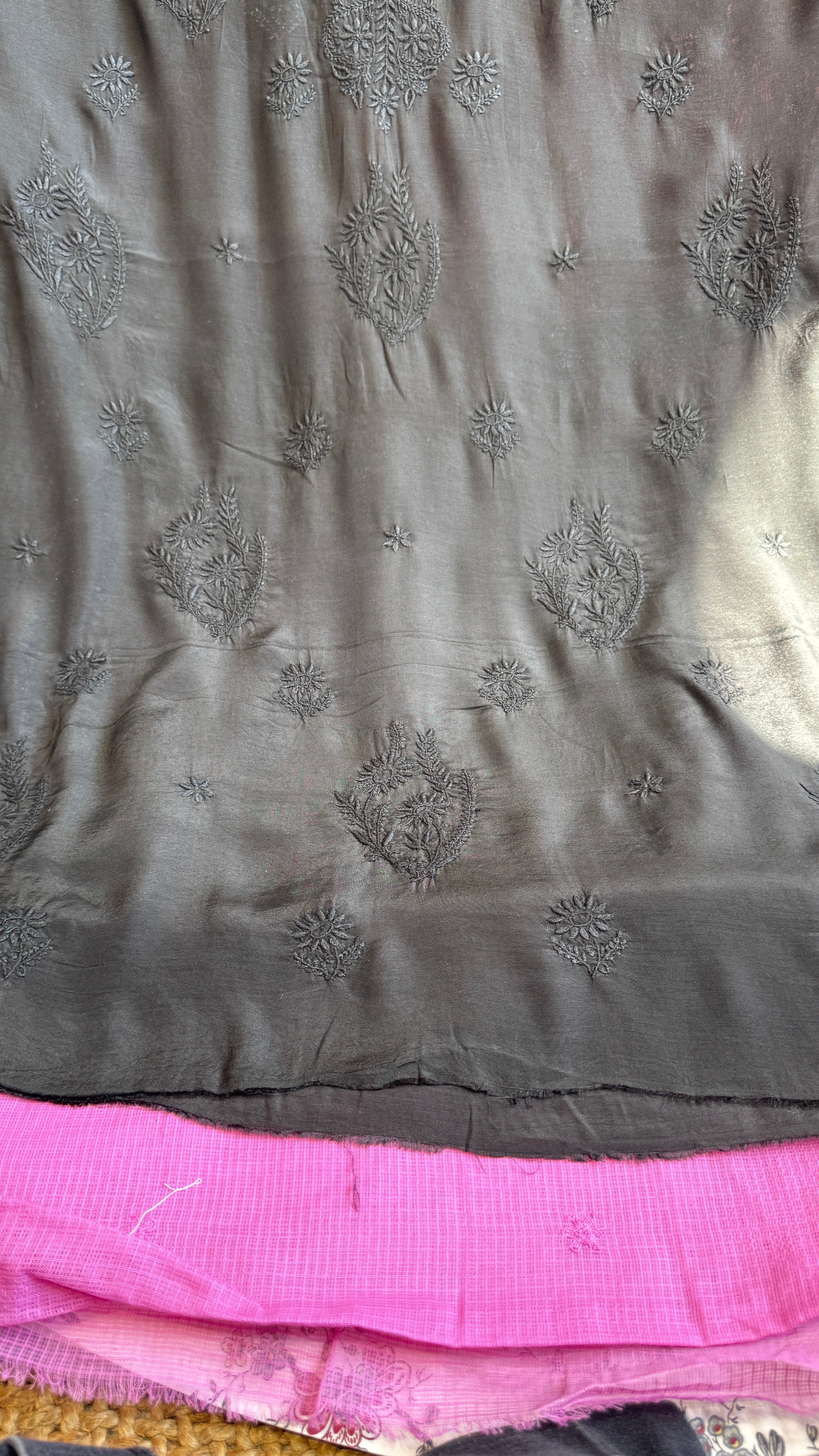 Pure Muslin kurti Length unstitched - Black