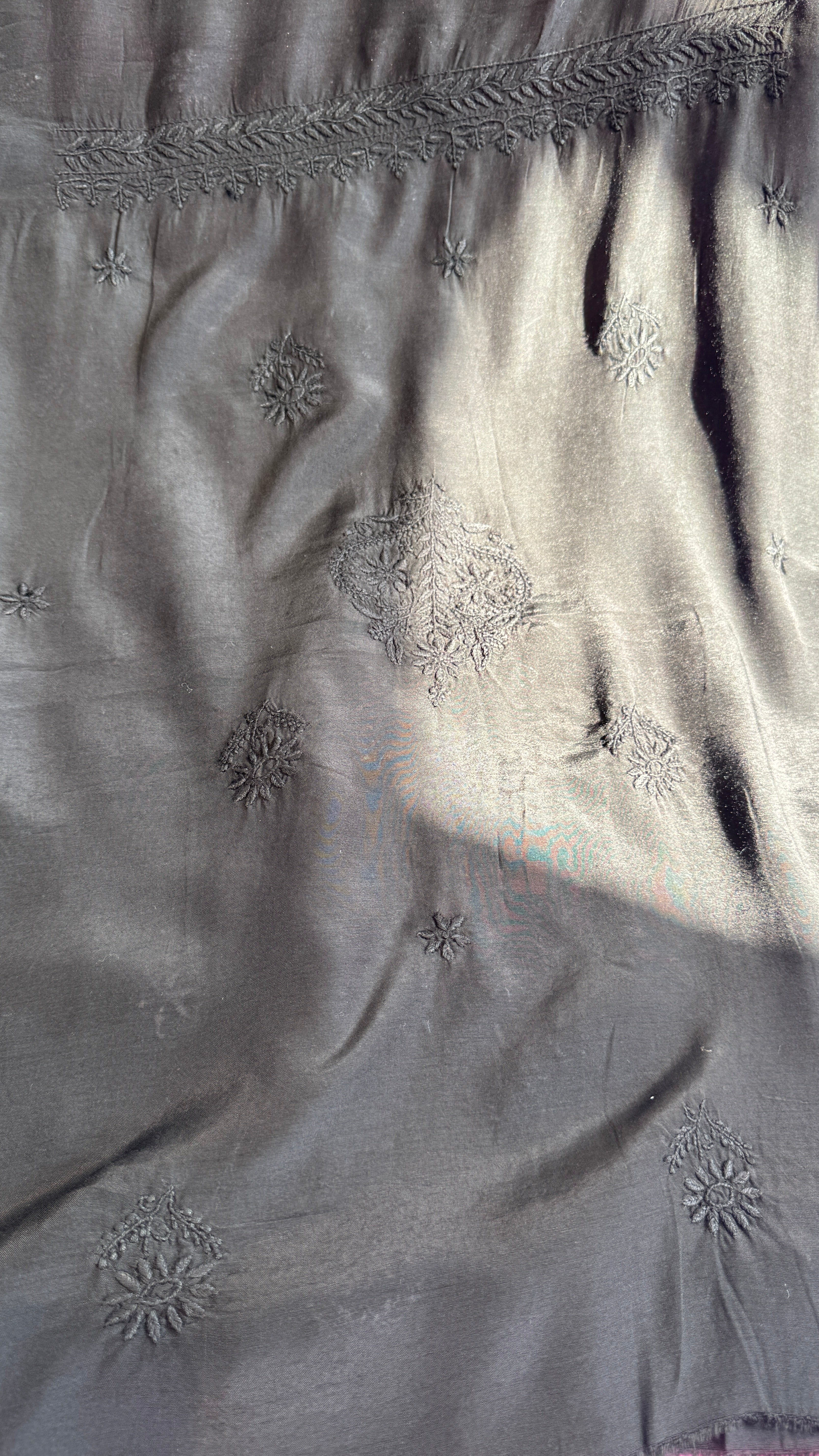 Pure Muslin kurti Length unstitched - Black