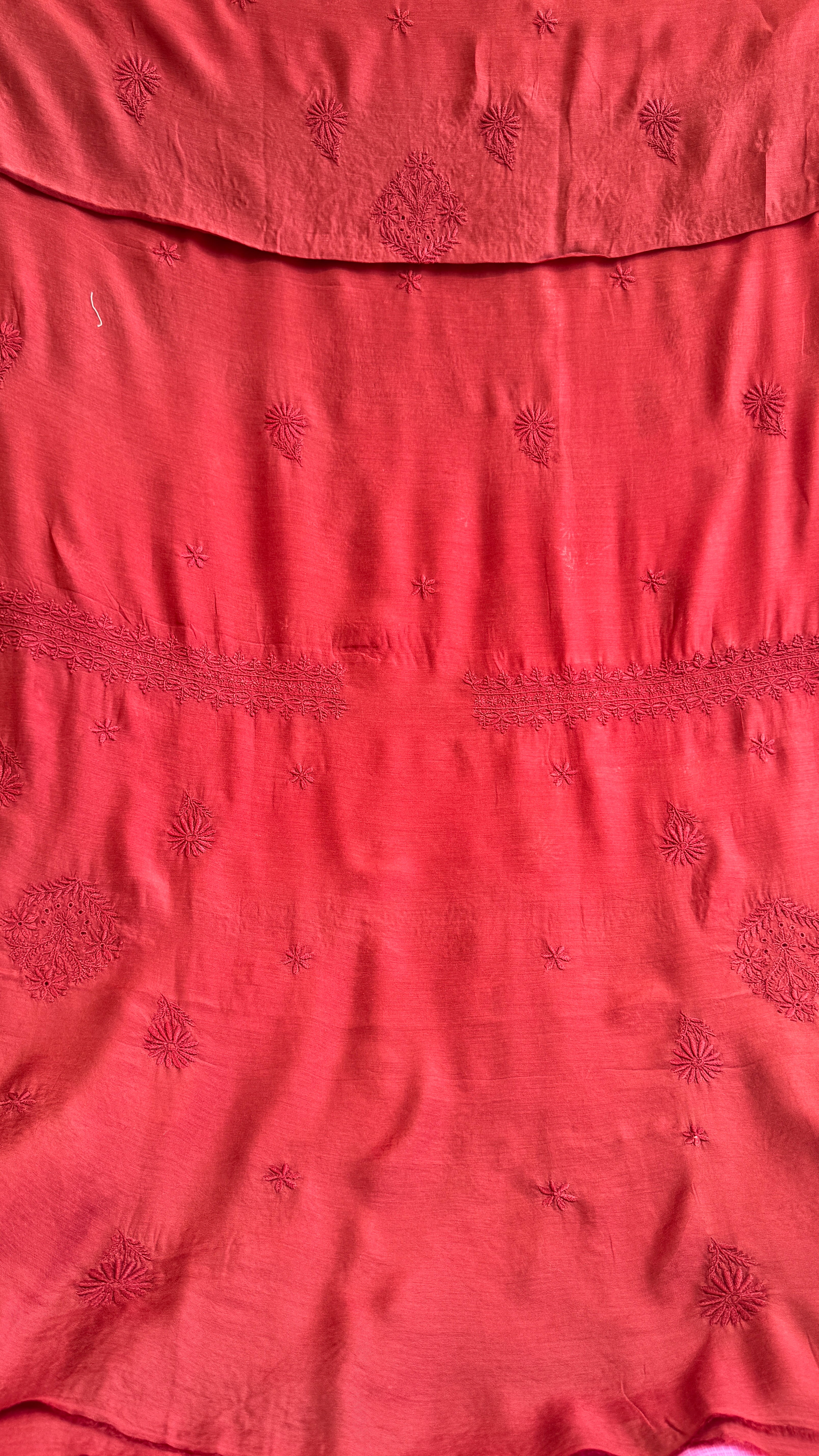 Pure Muslin kurti Length unstitched - Maroon