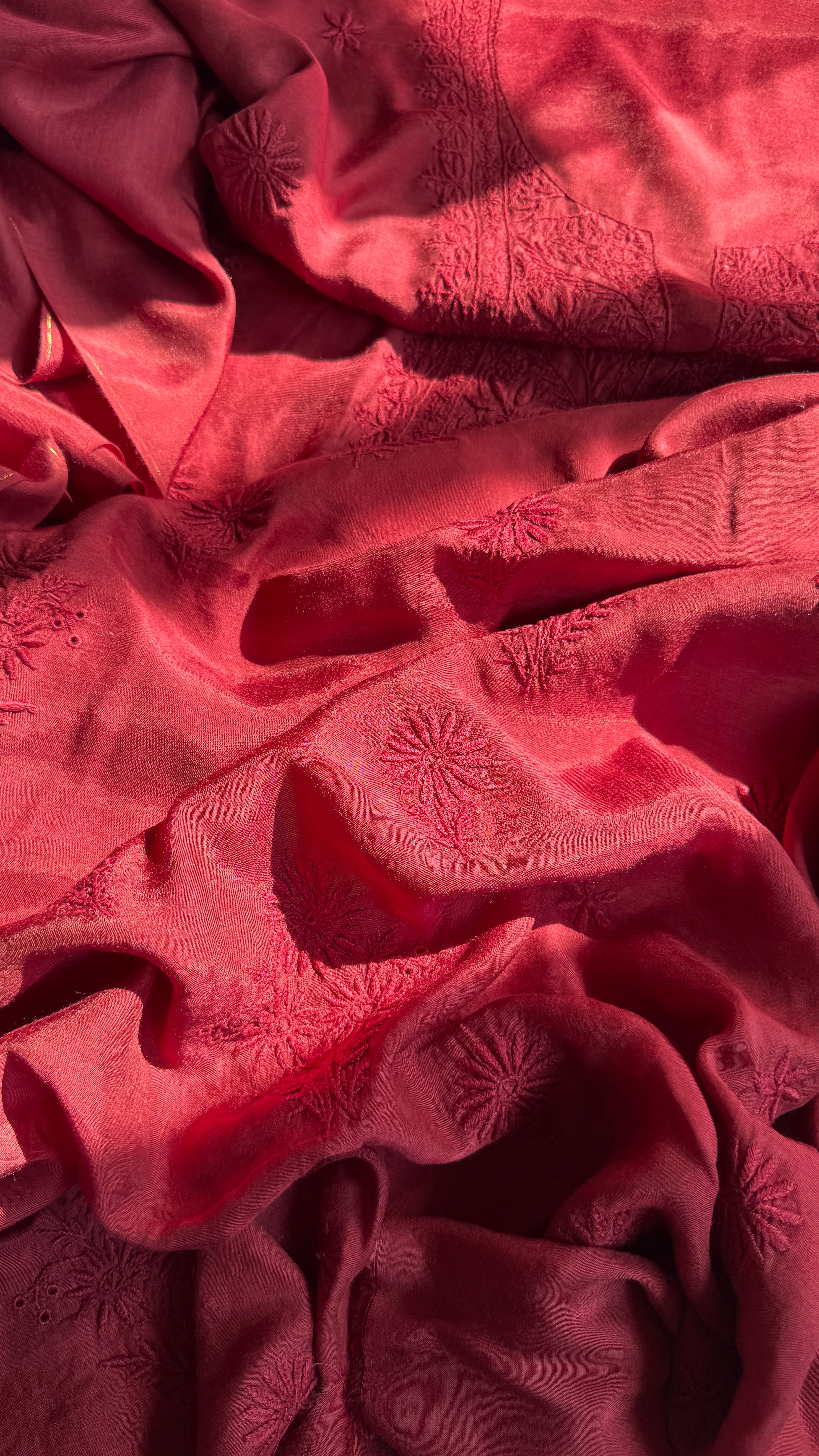 Pure Muslin kurti Length unstitched - Maroon