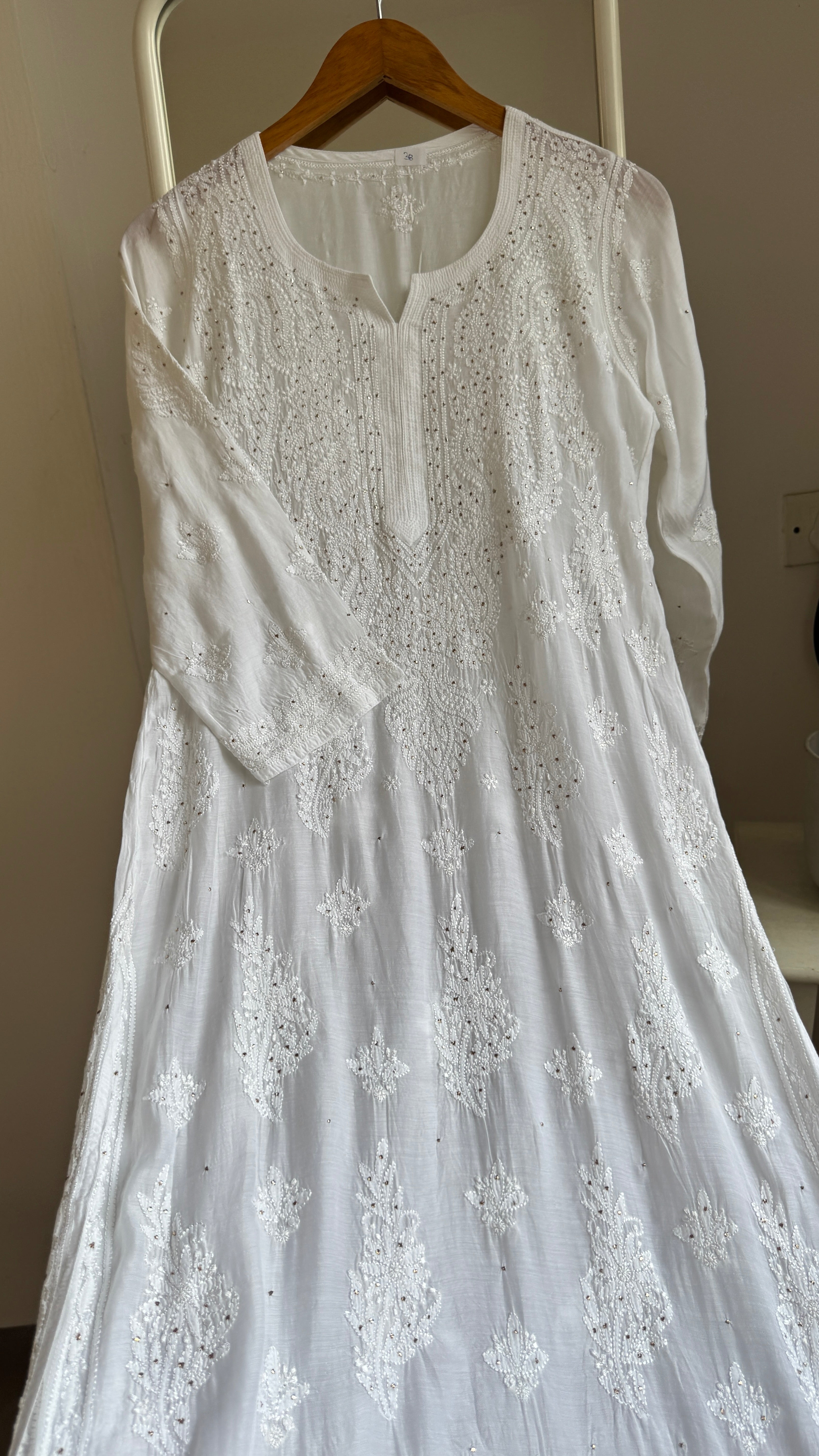 Muslin Chikankari Kurti with Mukaish work - White - Aayat Collection