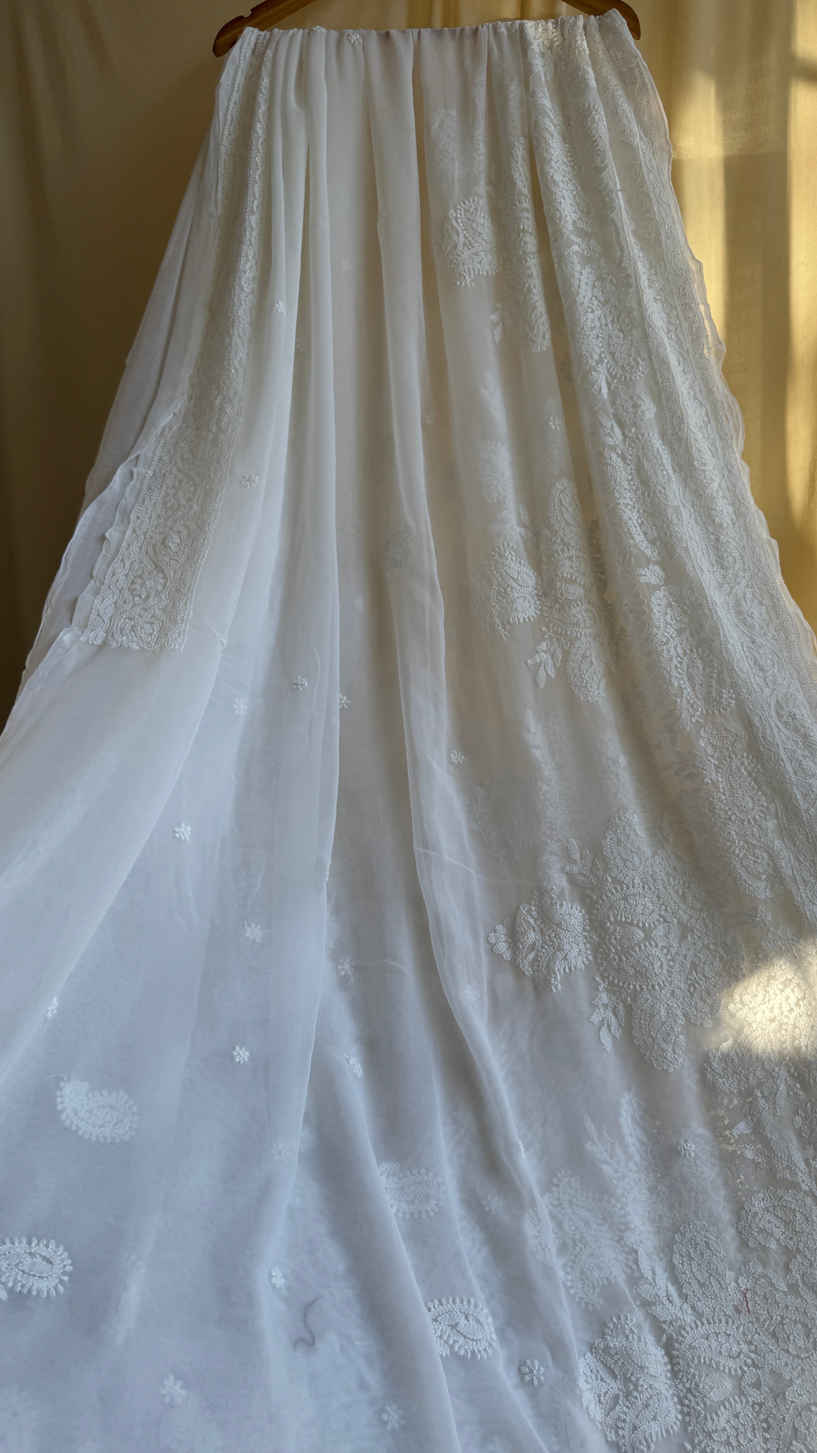 Georgette Chikankari saree in White