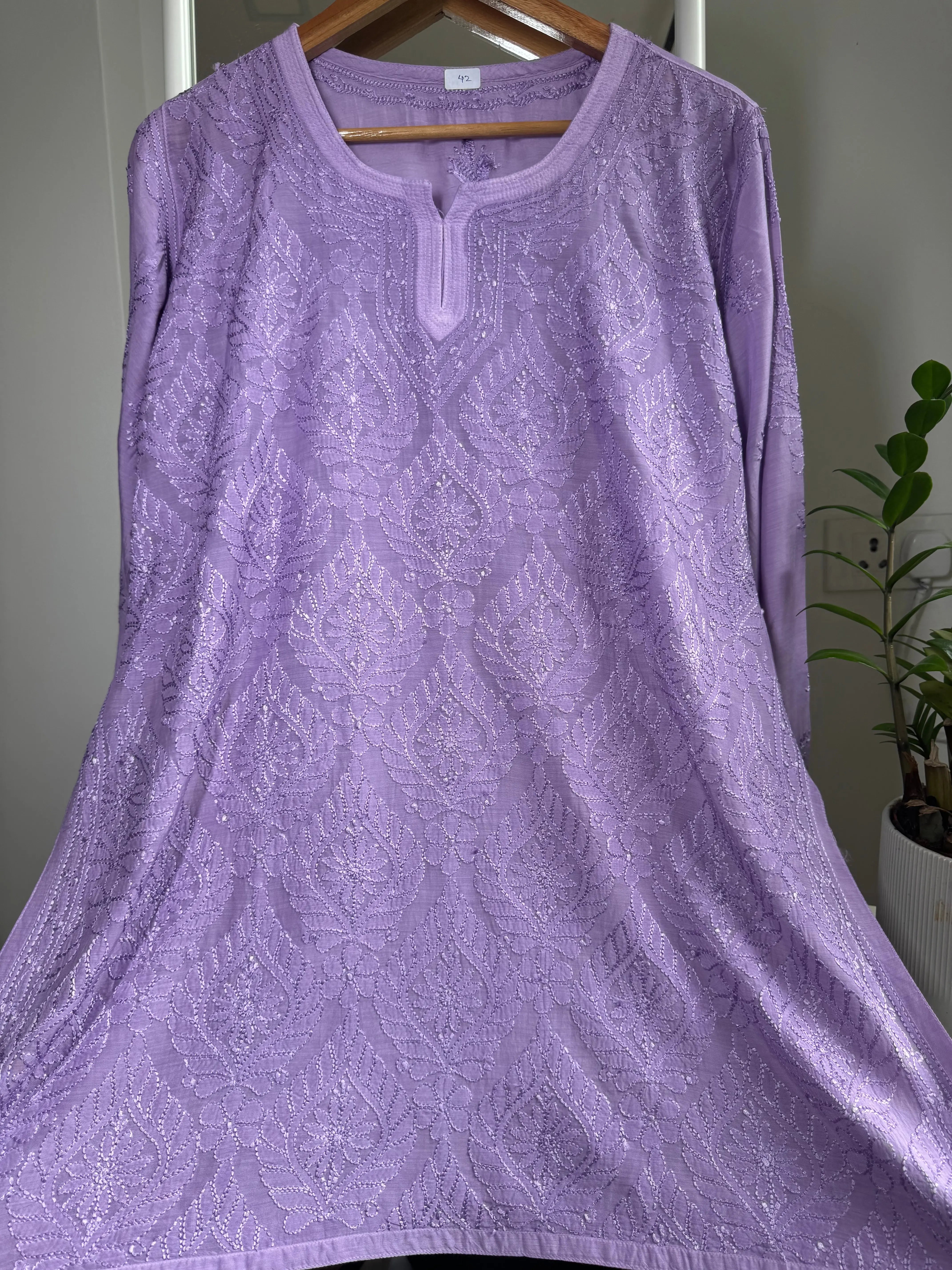 Chikankari Muslin short Top in Lavander ARIAA CHIKANKARI 