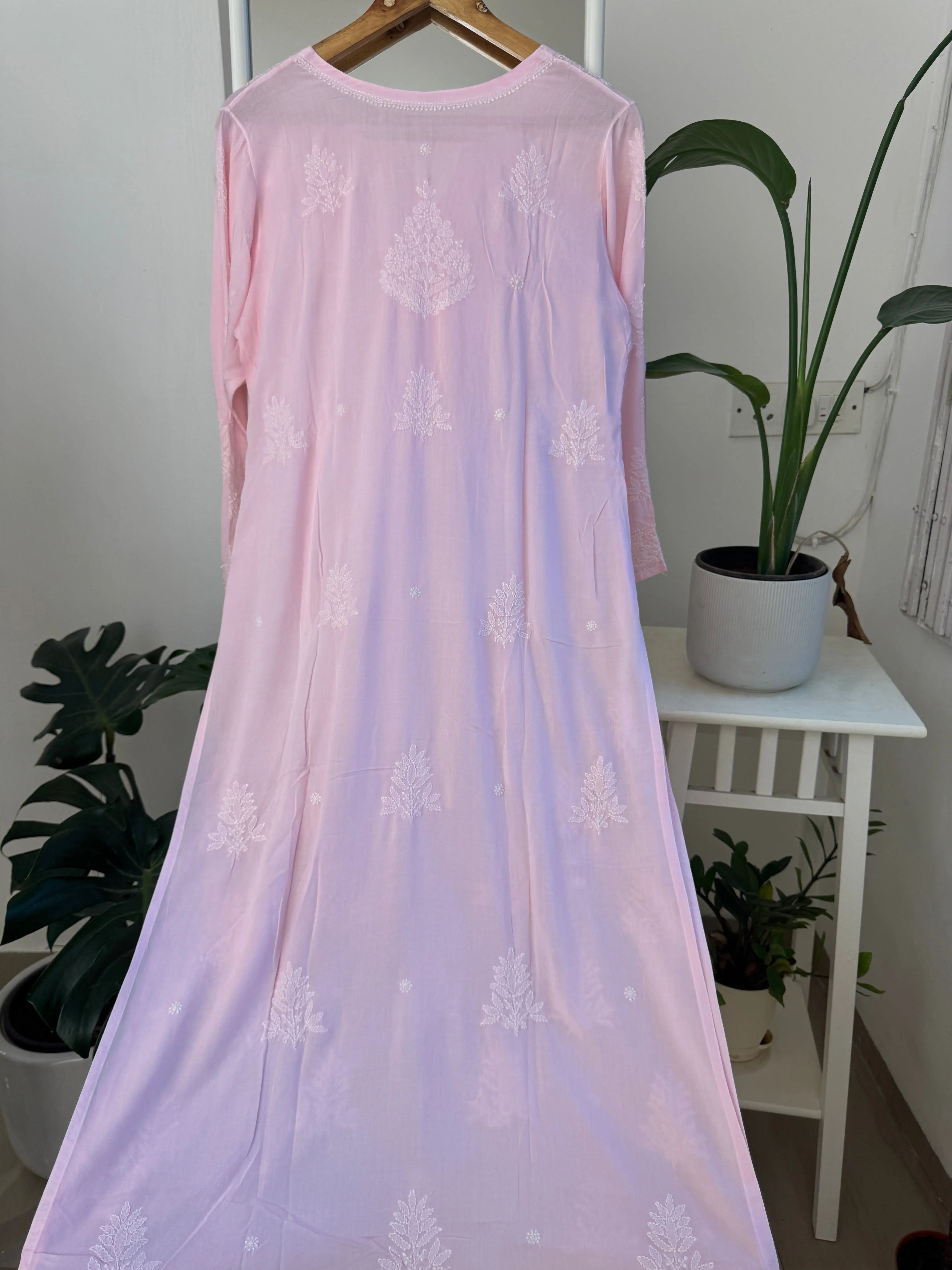 Premium Modal Chikankari Cotton Kurti - Pink - Noor Collection ARIAA CHIKANKARI 