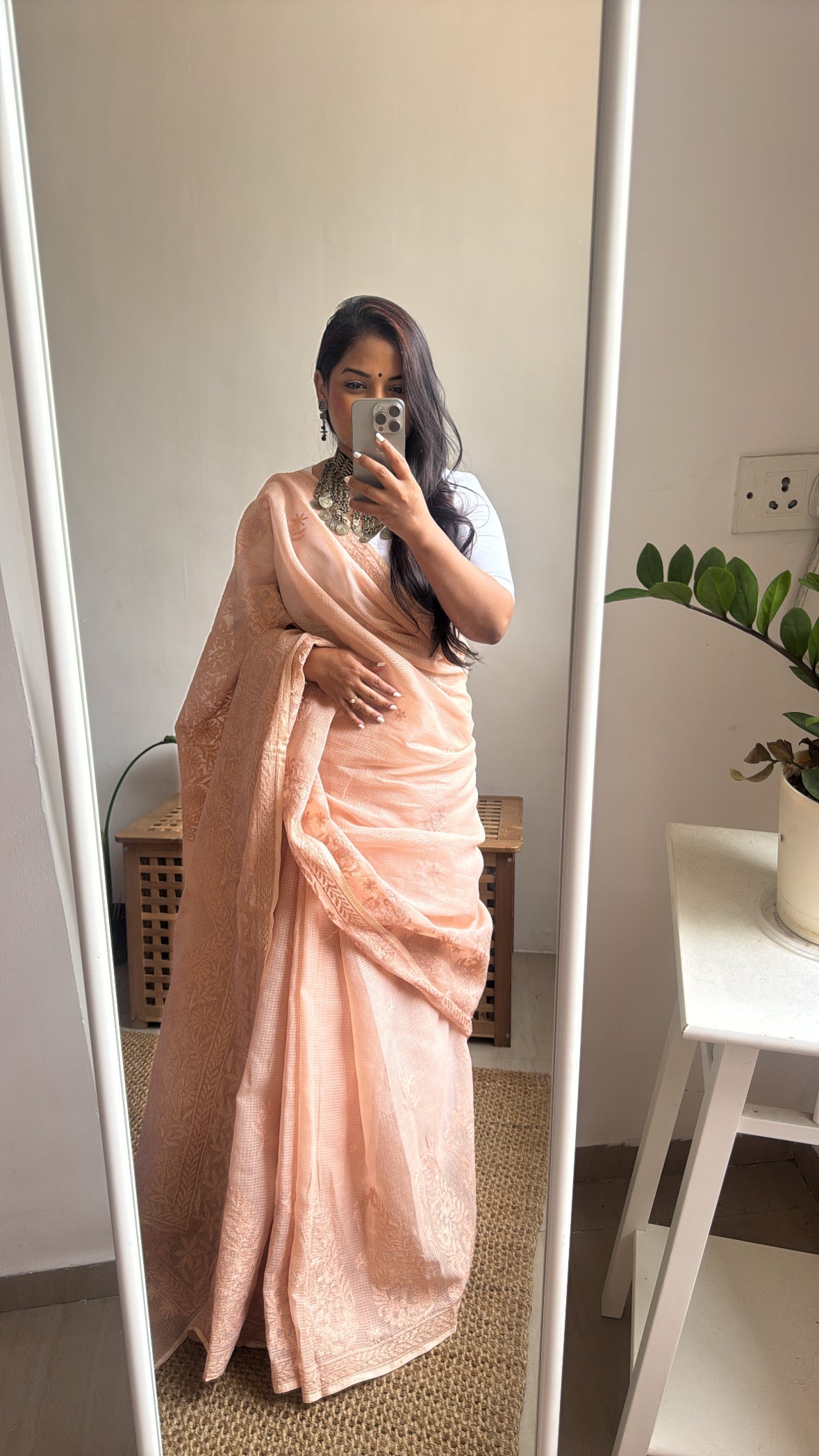 Kota Chikankari saree in coffee Brown ARIAA CHIKANKARI 