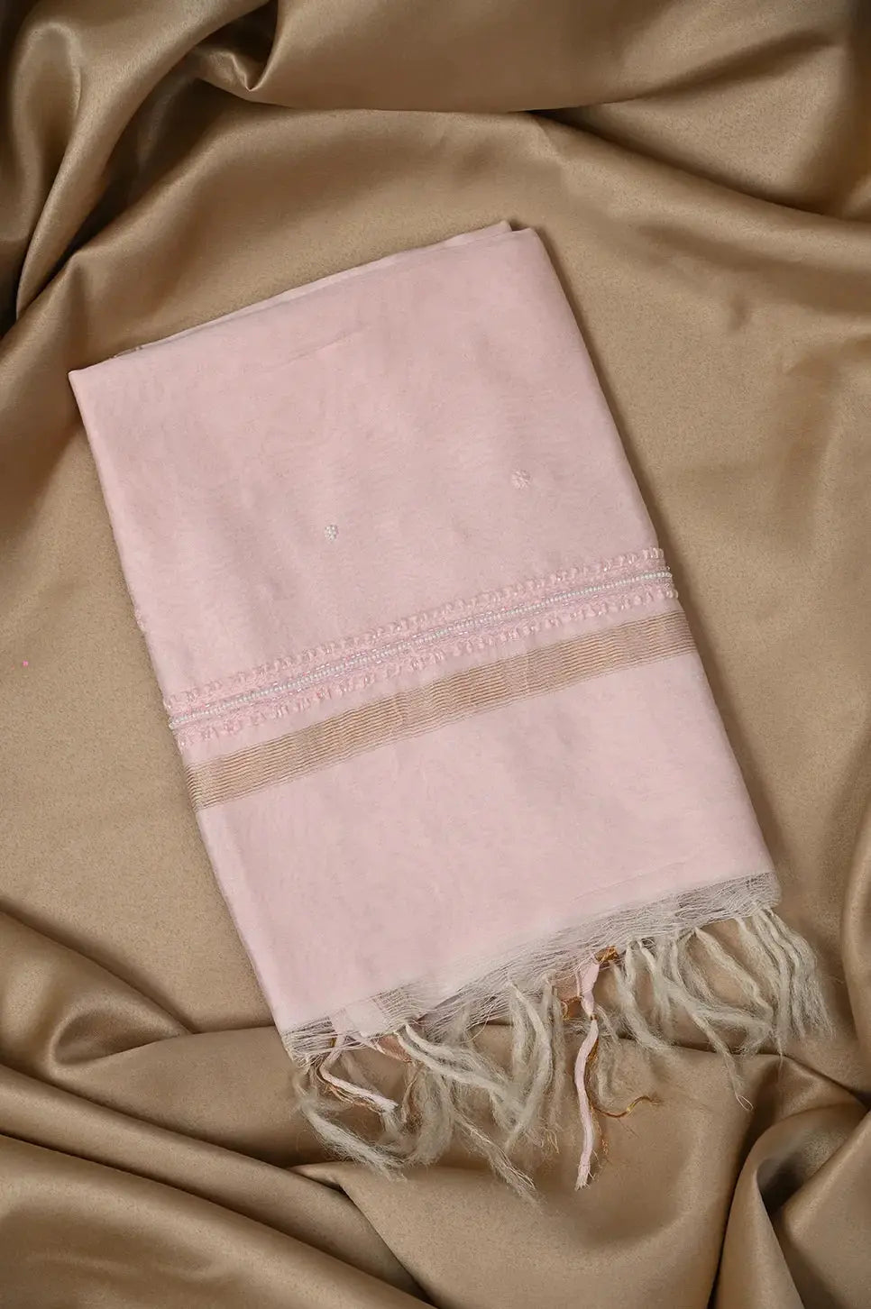 Chanderi Length with Dupatta - Light Pink - Lucknawi Chikankari