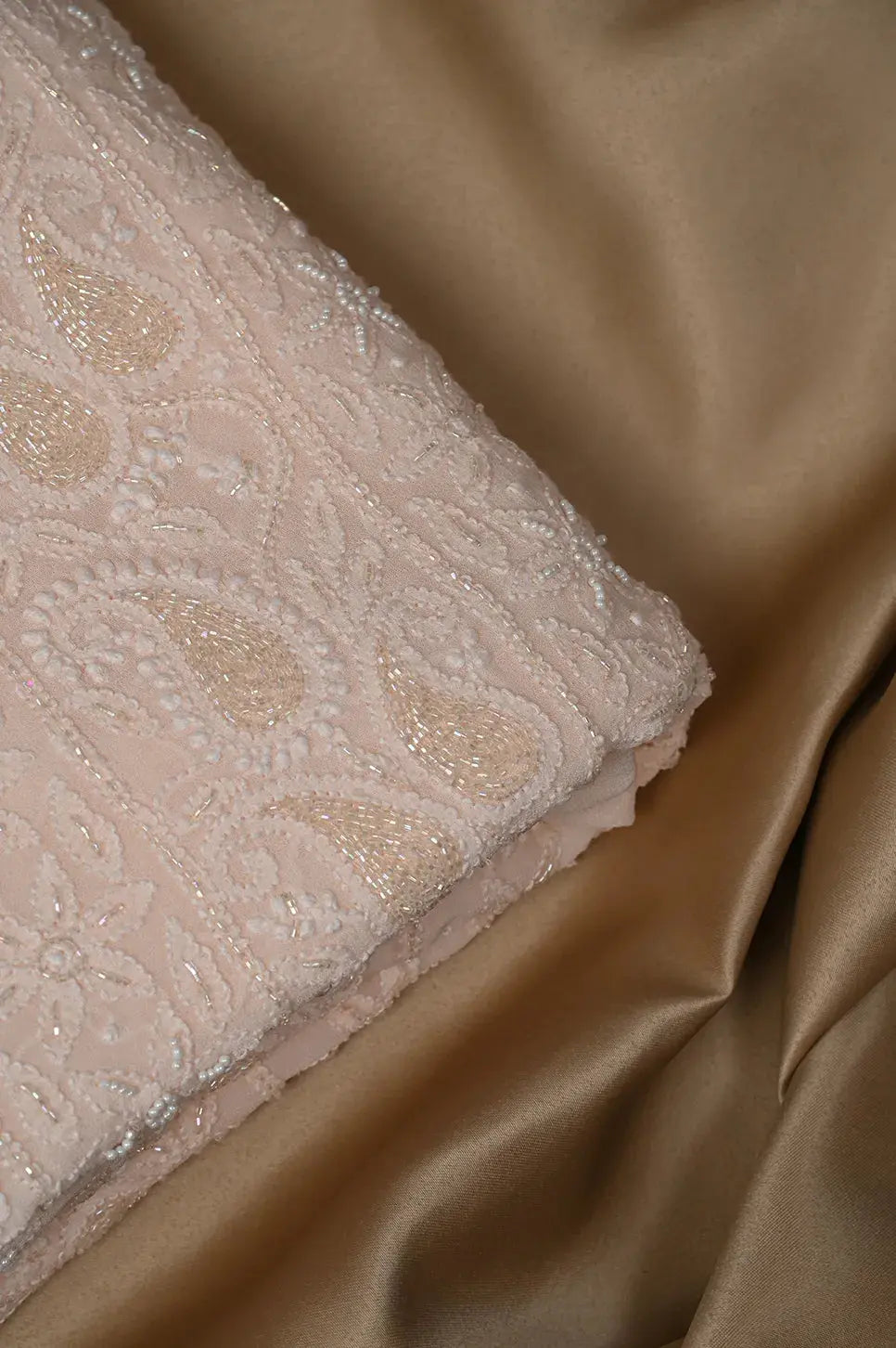 Viscose Length with Dupatta - Peach 3 - Lucknawi Chikankari