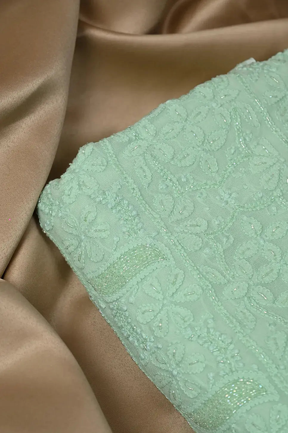 Viscose Length with Dupatta - Sage Green - Lucknawi Chikankari