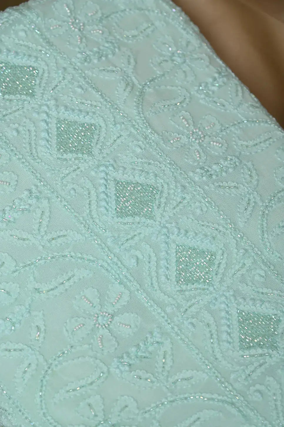 Viscose Length with Dupatta - Cyan Blue 2 - Lucknawi Chikankari